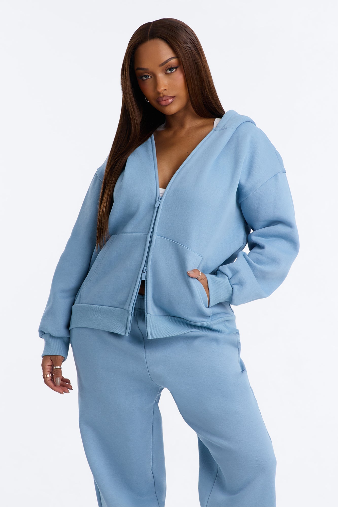 Libby Full Zip Hoodie Fleece Sweatshirt - Slate Blue image 5