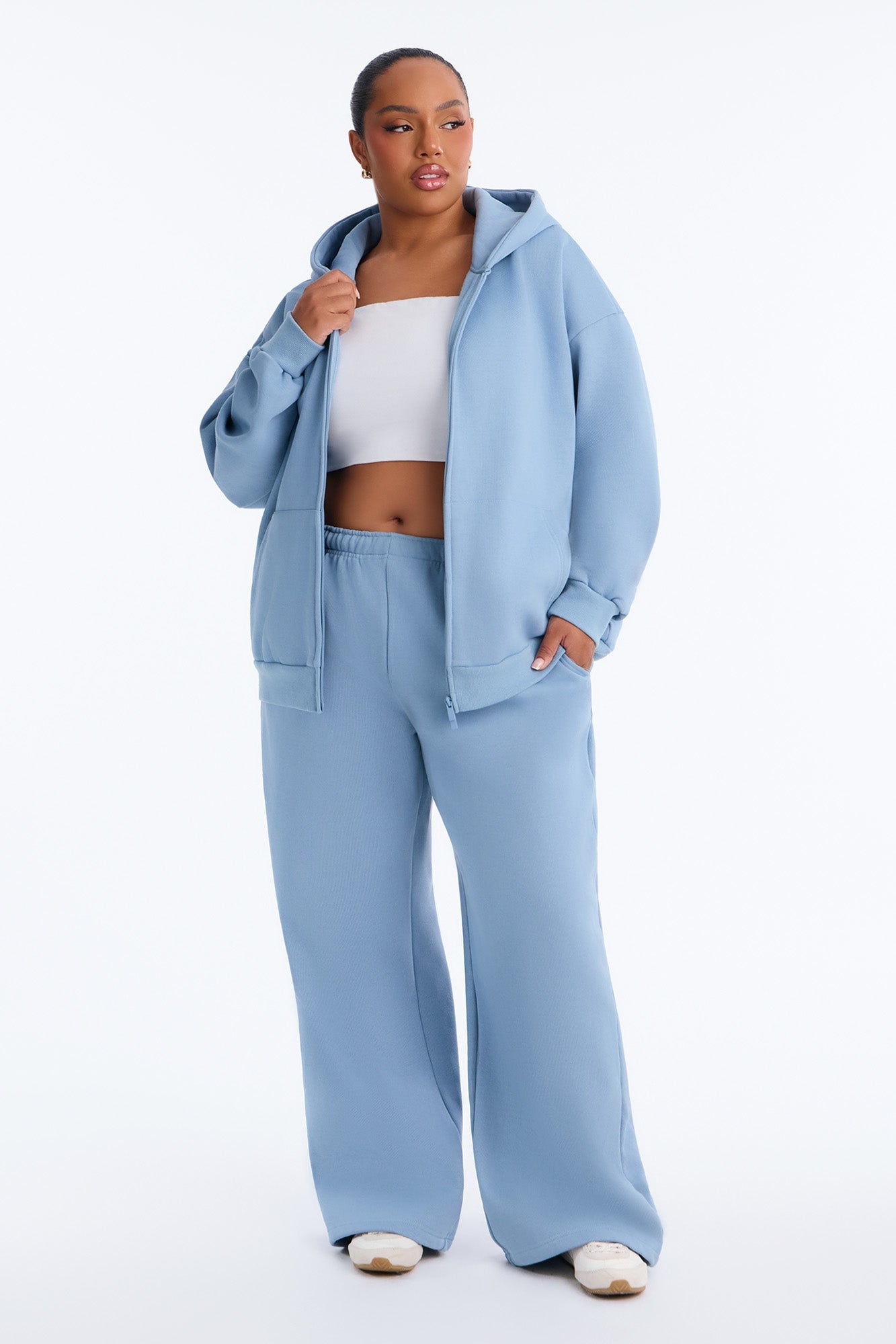 Libby Full Zip Hoodie Fleece Sweatshirt - Slate Blue image 2