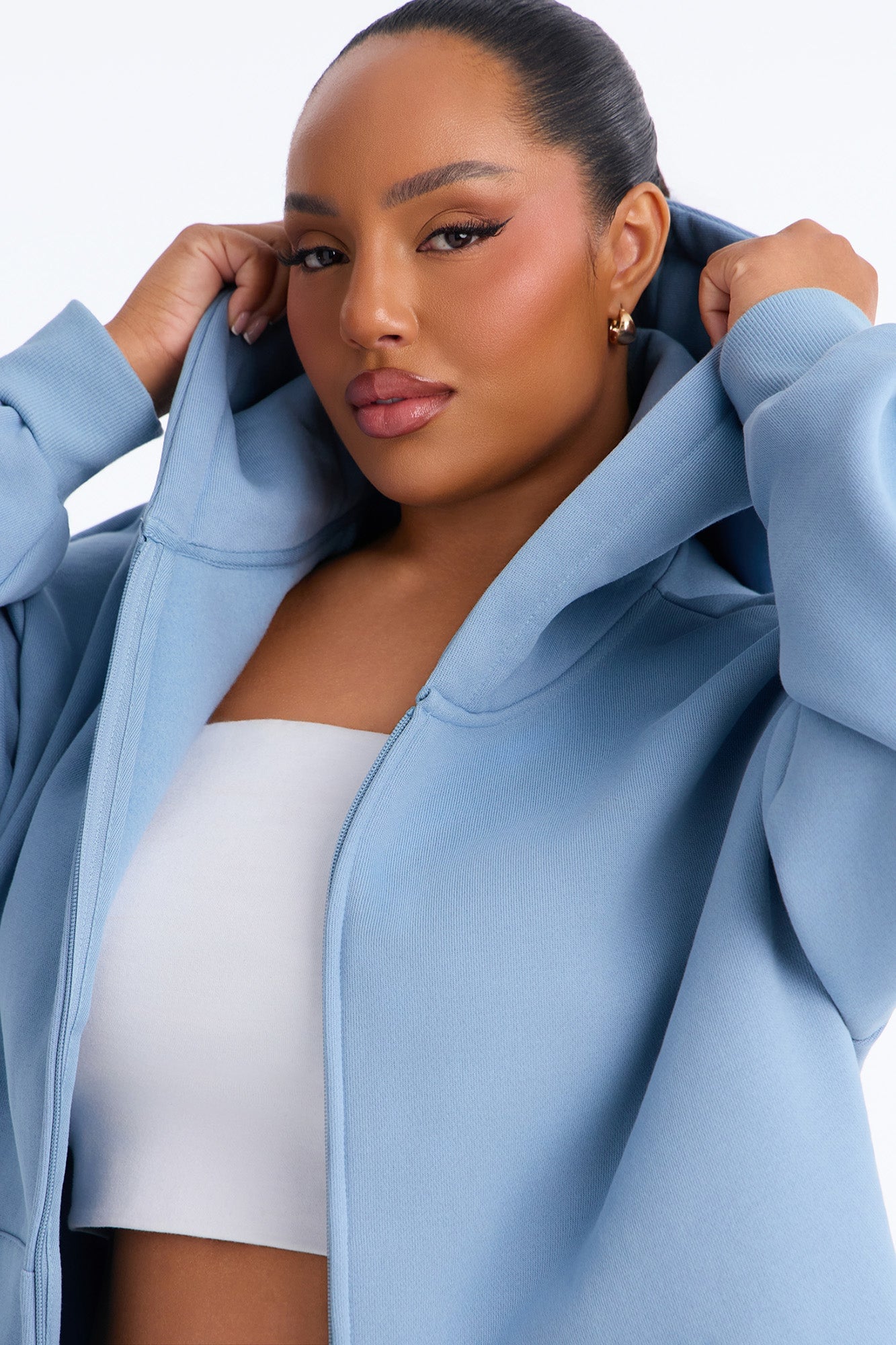 Libby Full Zip Hoodie Fleece Sweatshirt - Slate Blue image 3