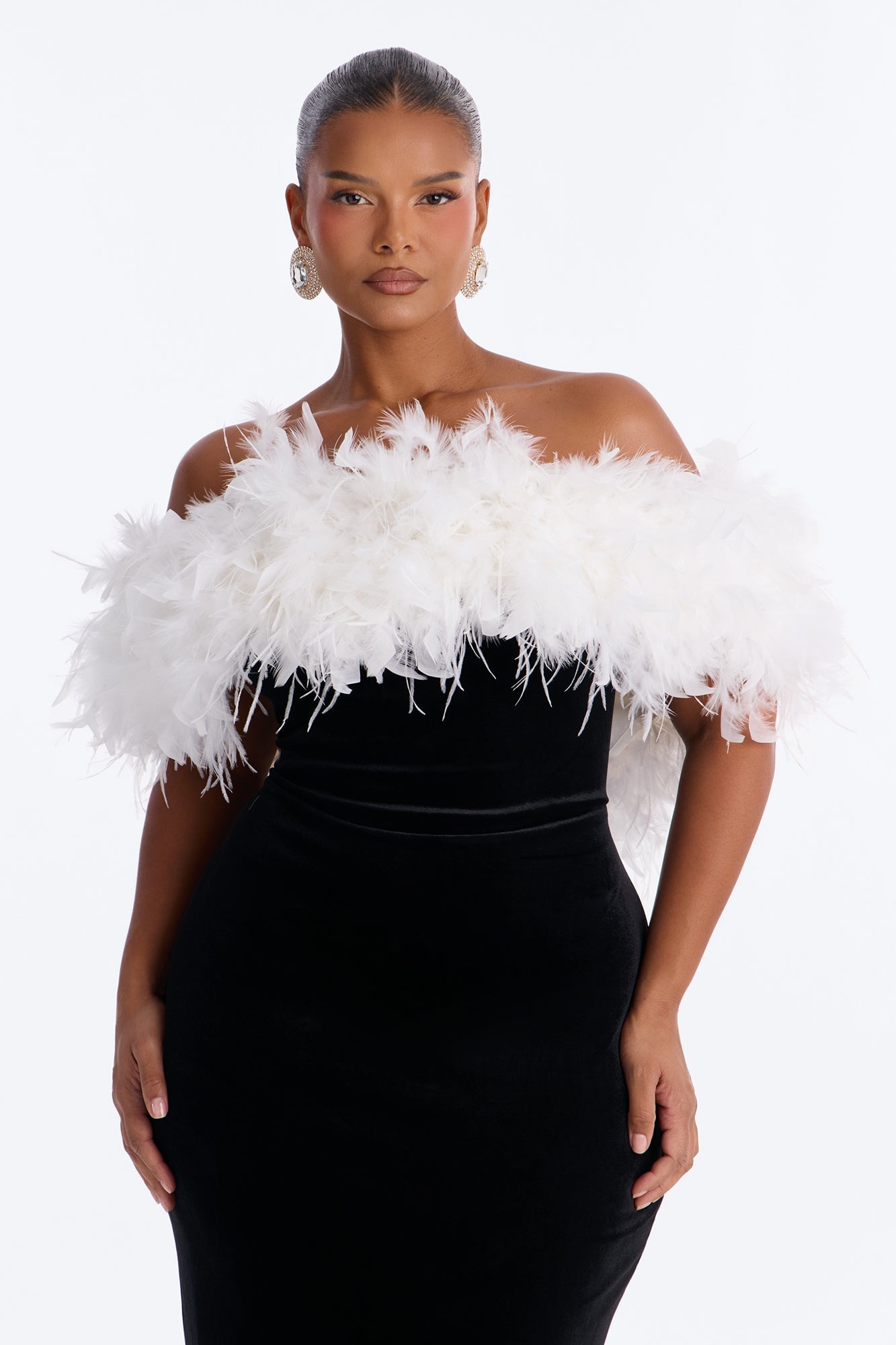 Delilah Feathered Gown - Black image 2