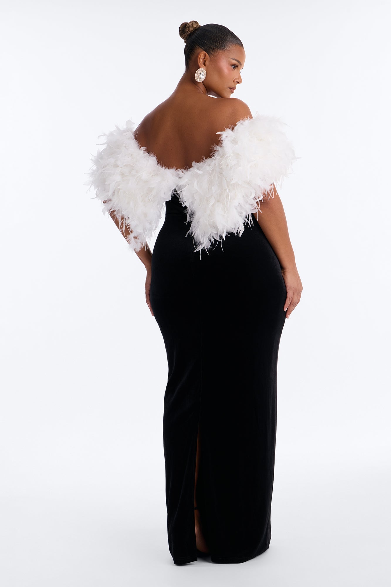 Delilah Feathered Gown - Black image 4