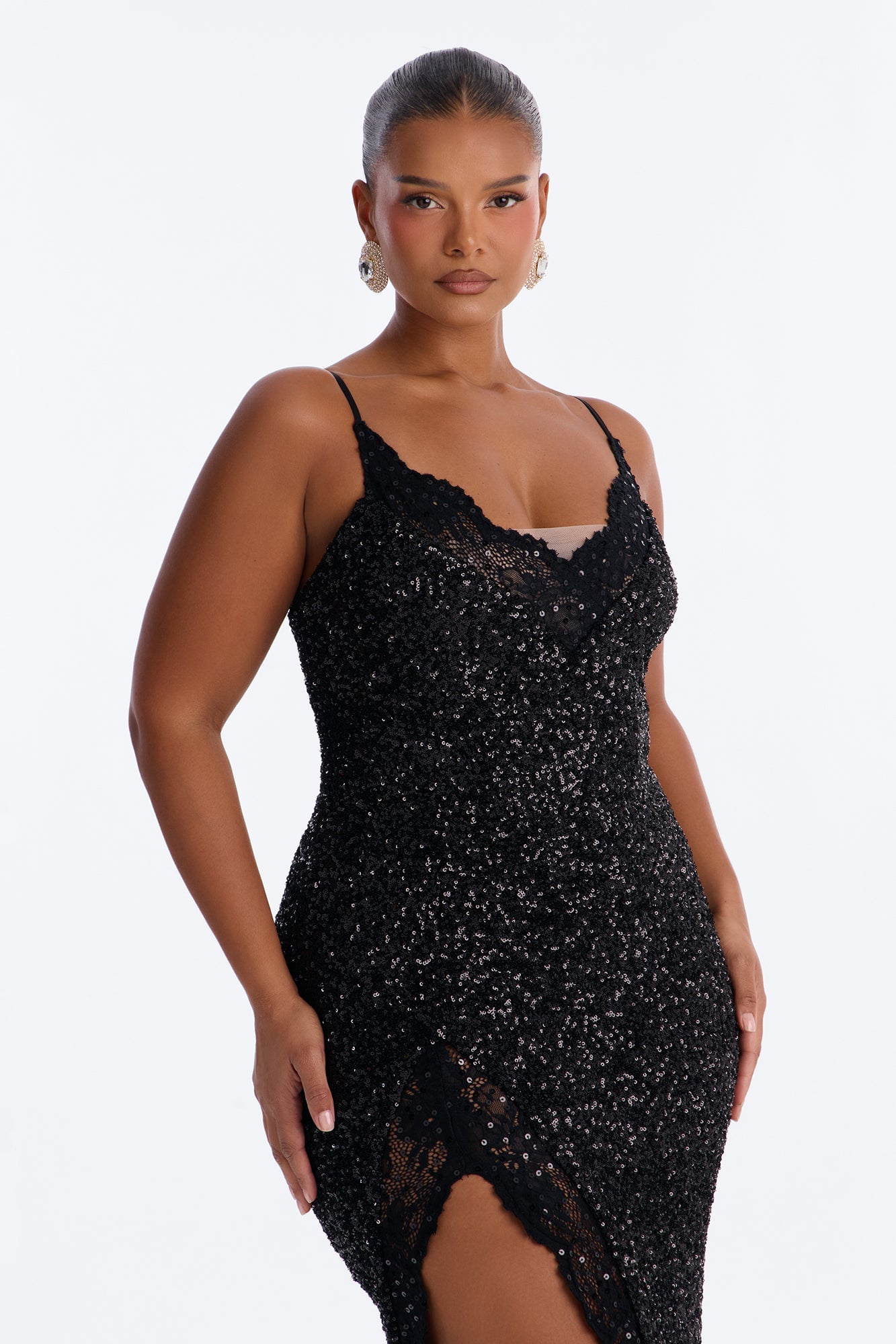 Danica Sequin Lace Maxi Dress - Black image 2
