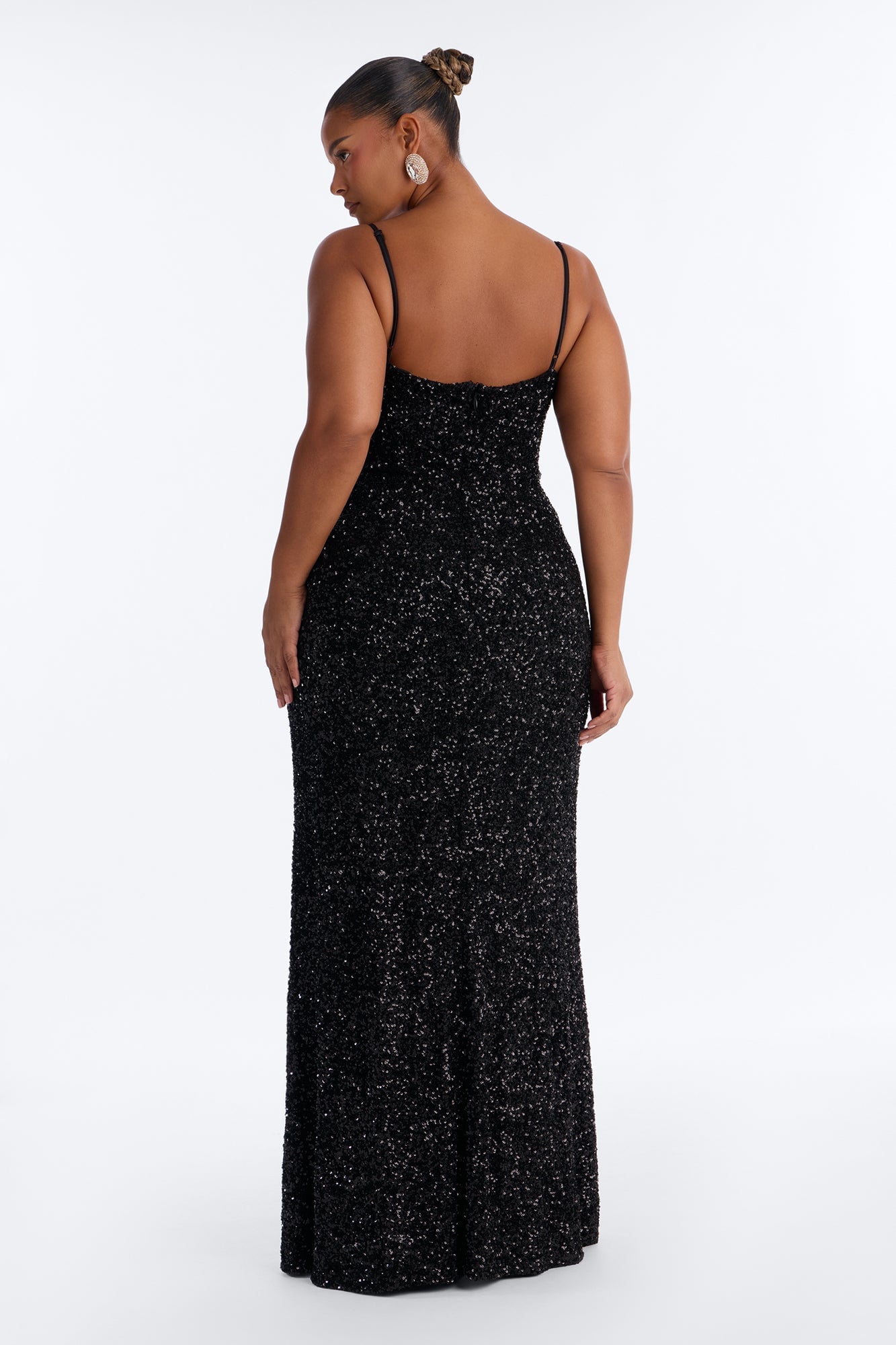 Danica Sequin Lace Maxi Dress - Black image 4