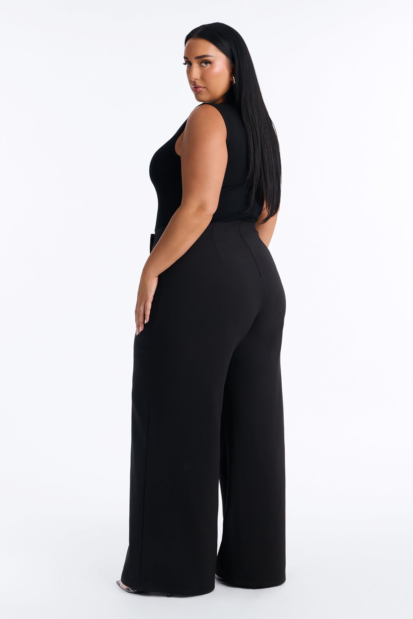 Refined Energy Sleeveless Draped Jumpsuit - Black image 4