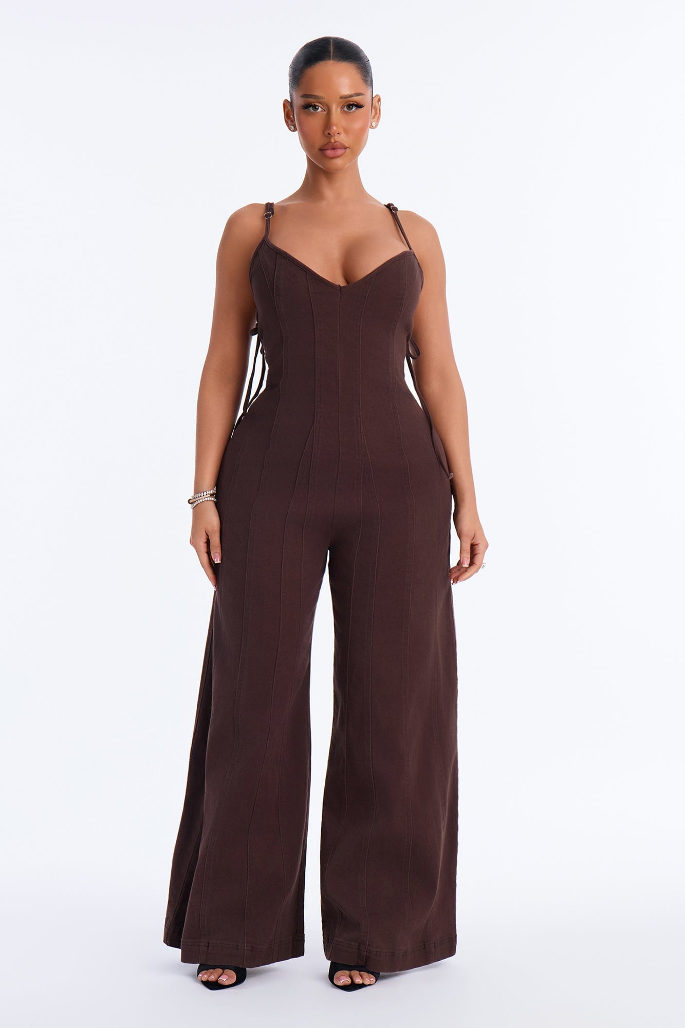 Just A Girl Twill Jumpsuit - Chocolate image 1