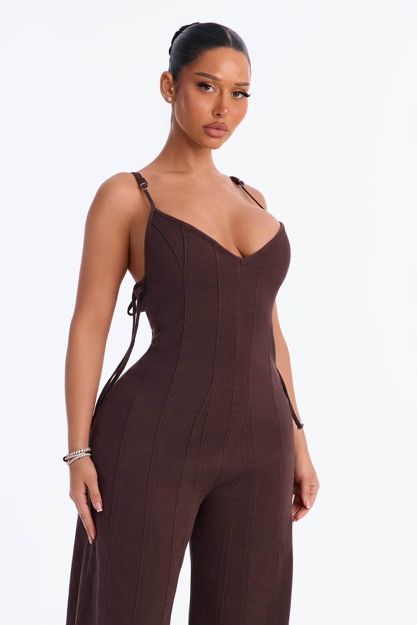Just A Girl Twill Jumpsuit - Chocolate image 2