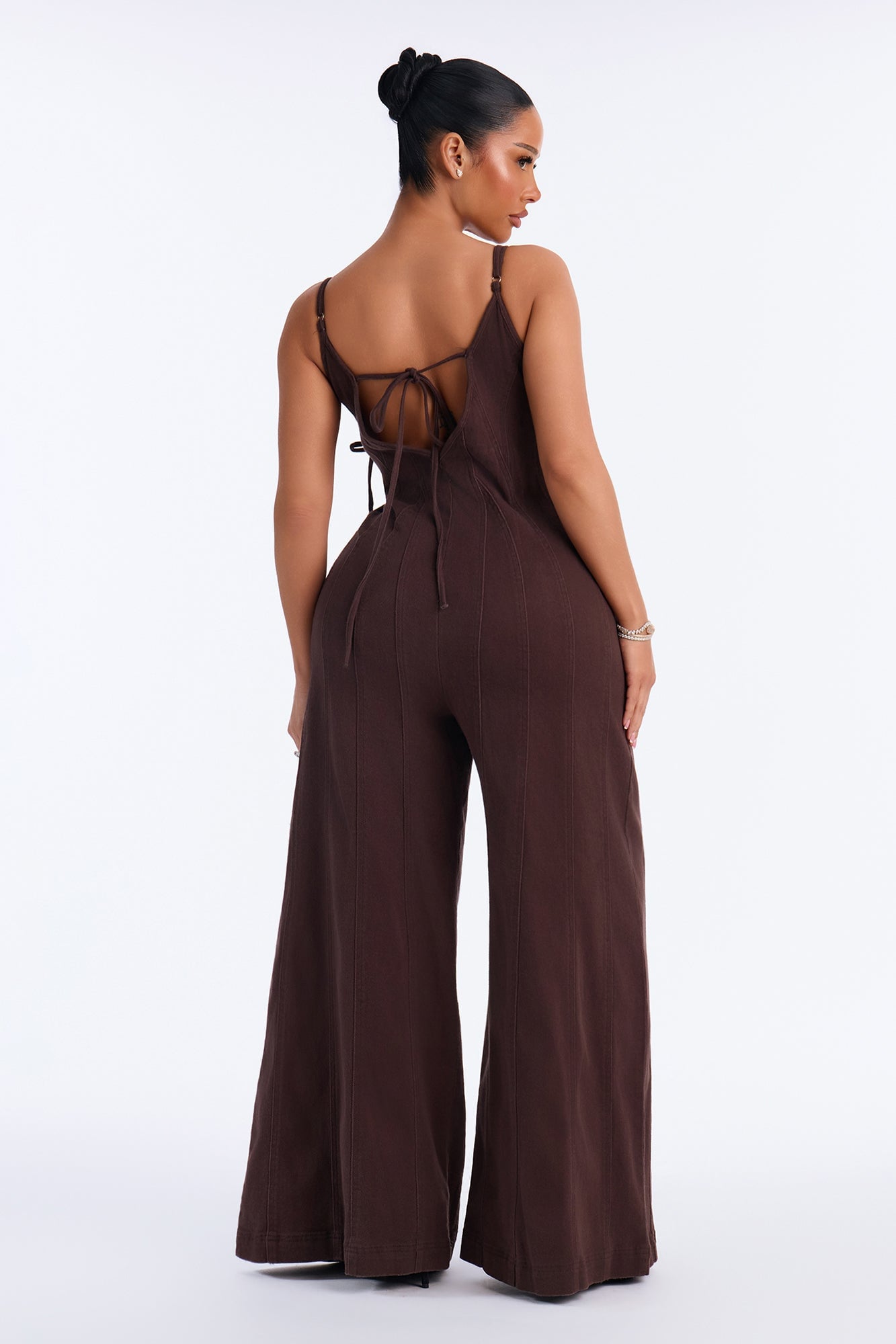 Just A Girl Twill Jumpsuit - Chocolate image 4