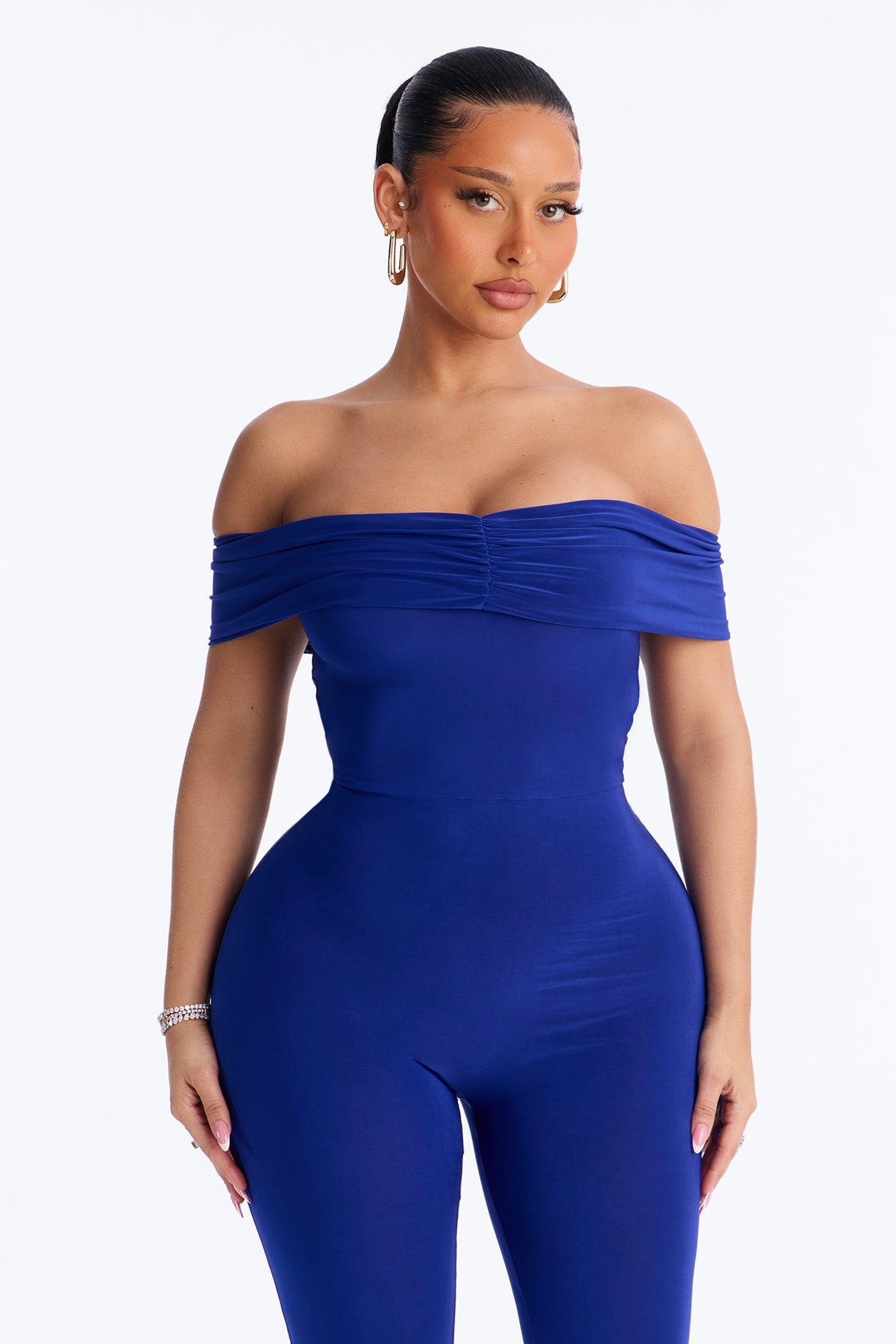 Pauly Off Shoulder Capri Jumpsuit - Royal image 2