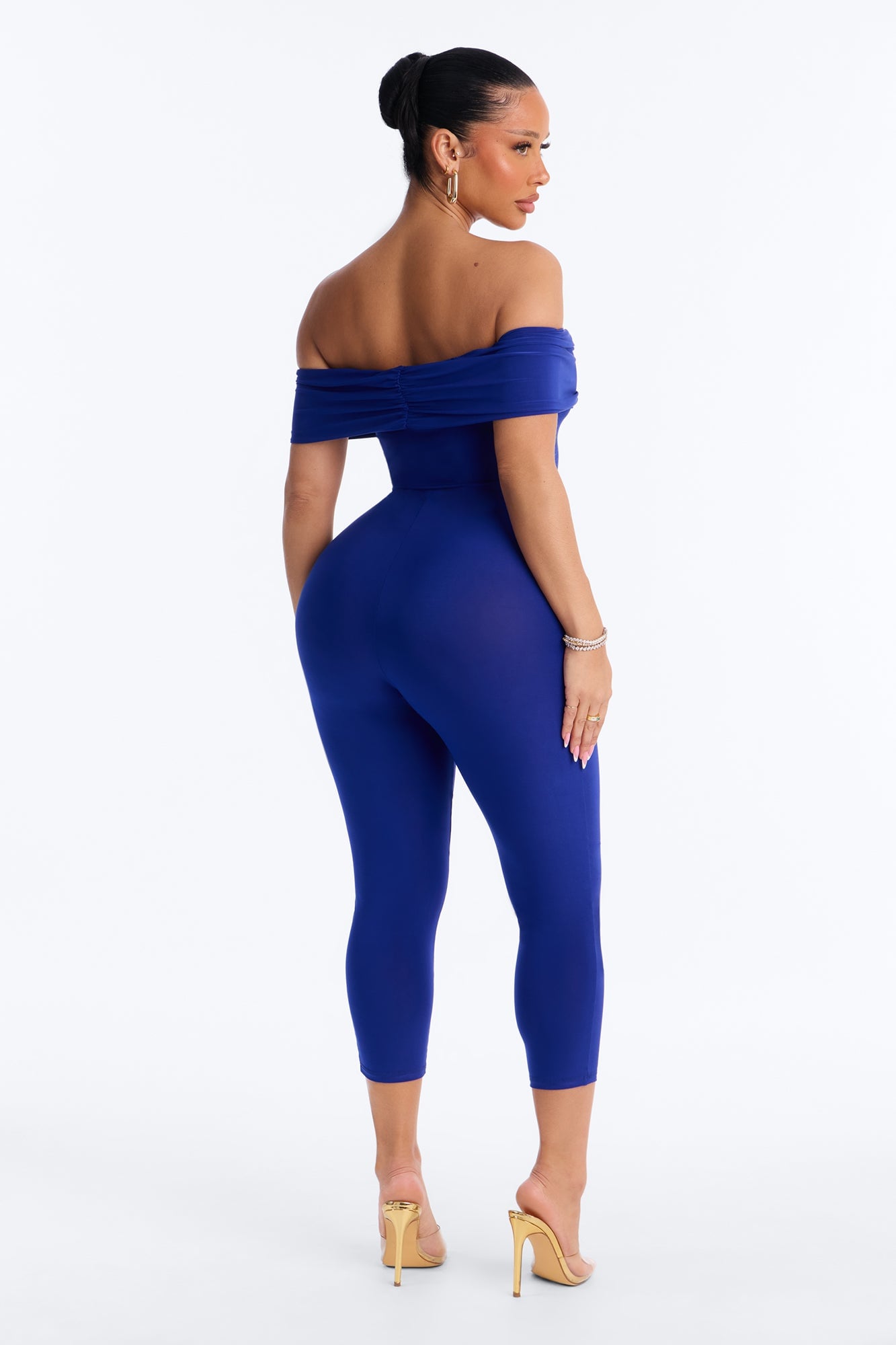 Pauly Off Shoulder Capri Jumpsuit - Royal image 4