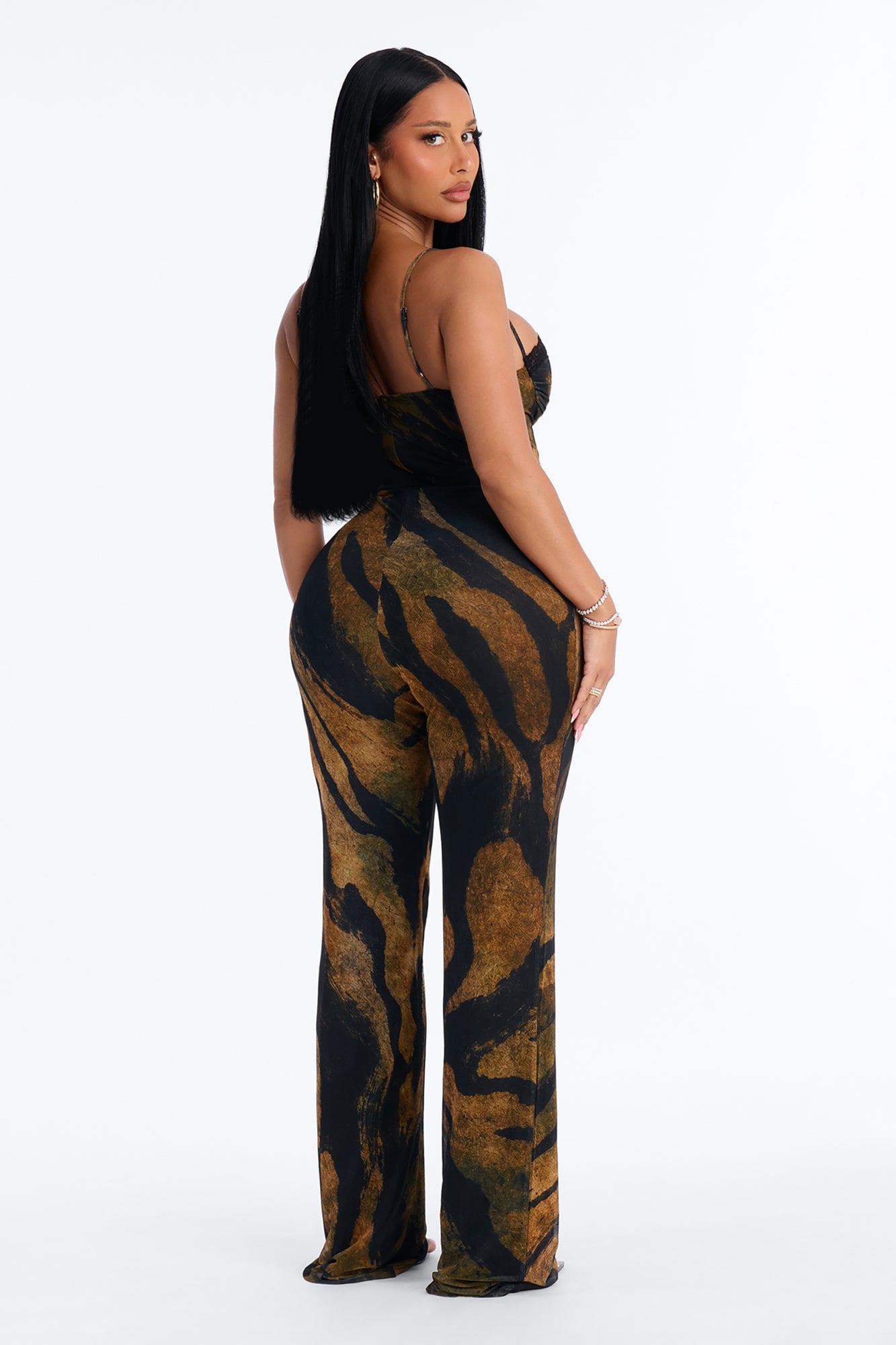 Olivia Mesh Sweetheart Jumpsuit - Brown image 4
