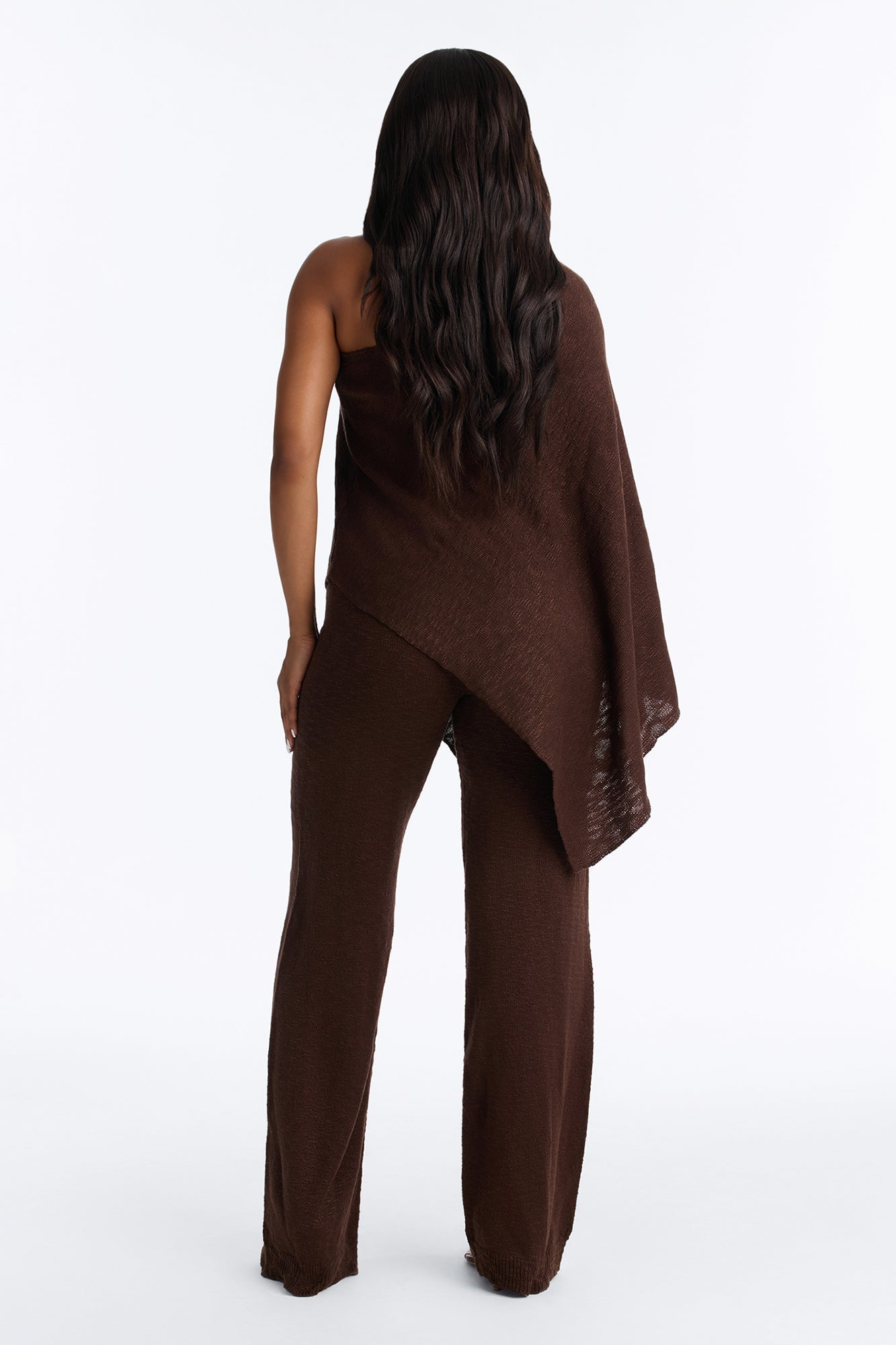 Solia One Shoulder Sweater Pant Set - Chocolate image 8