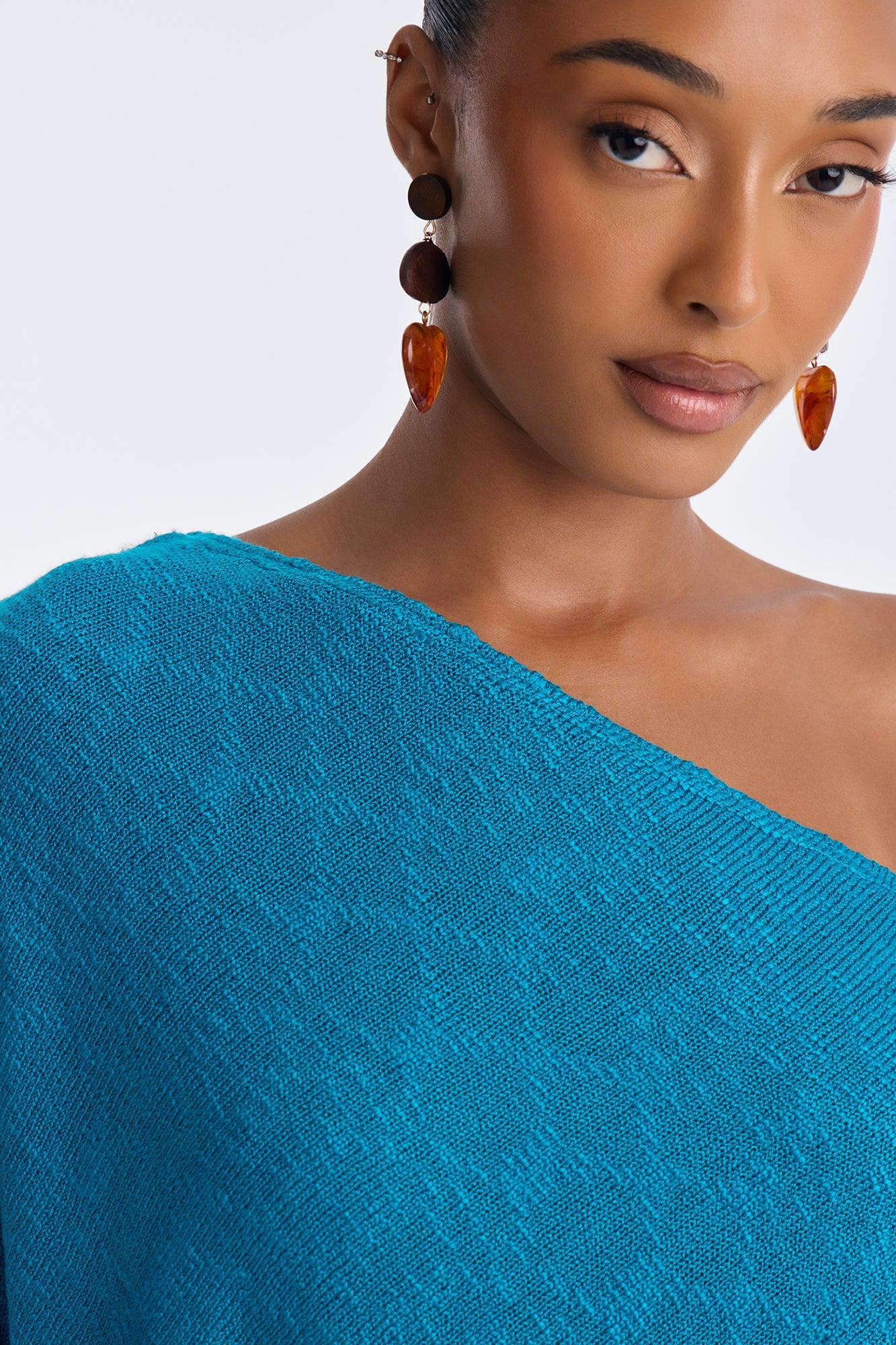 Solia One Shoulder Sweater Pant Set - Teal image 7