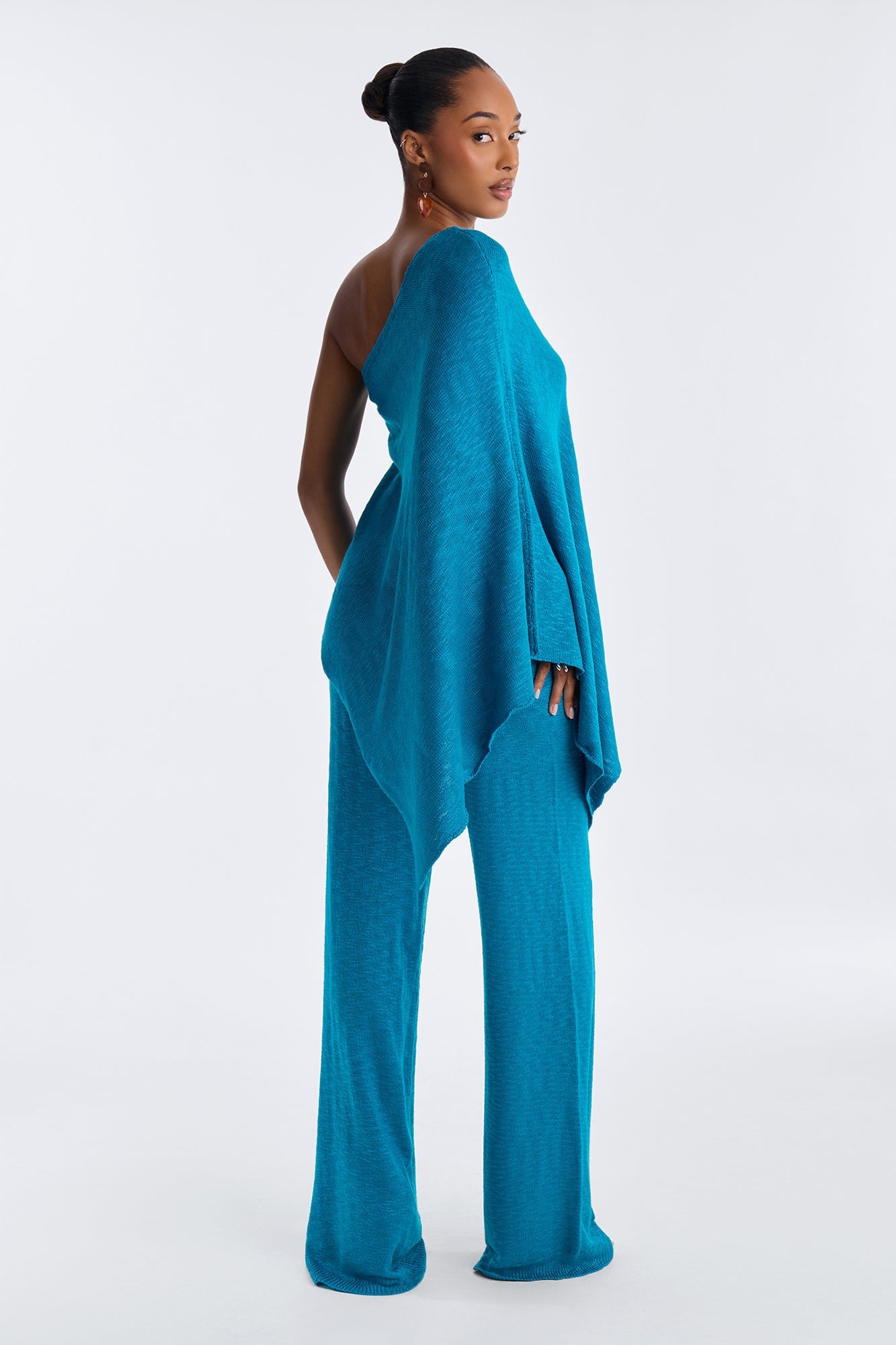 Solia One Shoulder Sweater Pant Set - Teal image 8