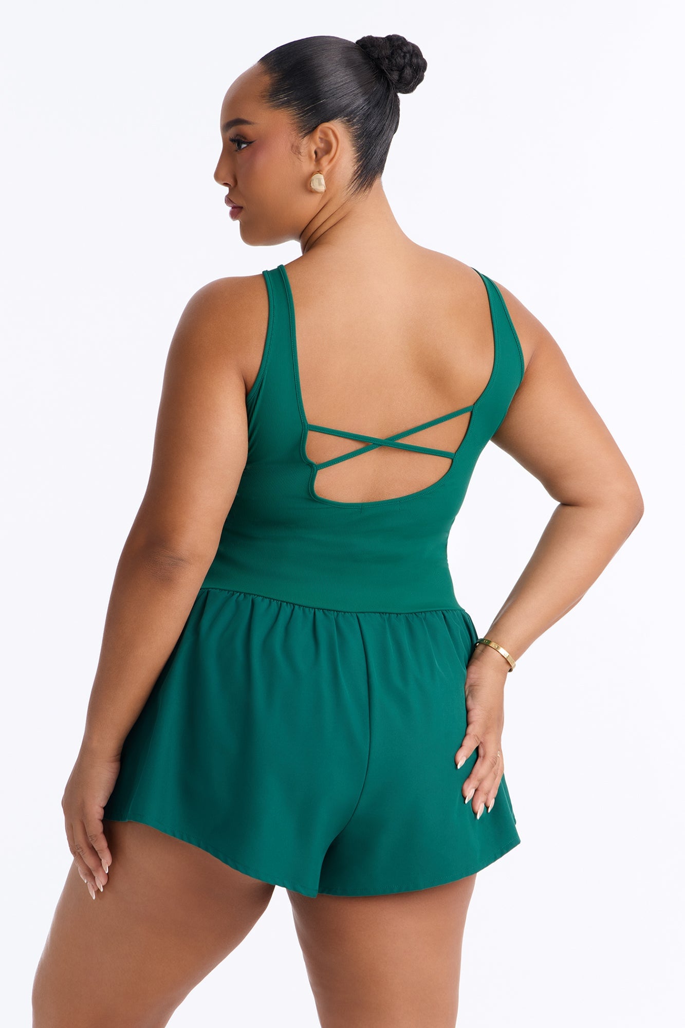Tennis Court Baddie Sleeveless Windbreak Short Romper - Hunter image 4