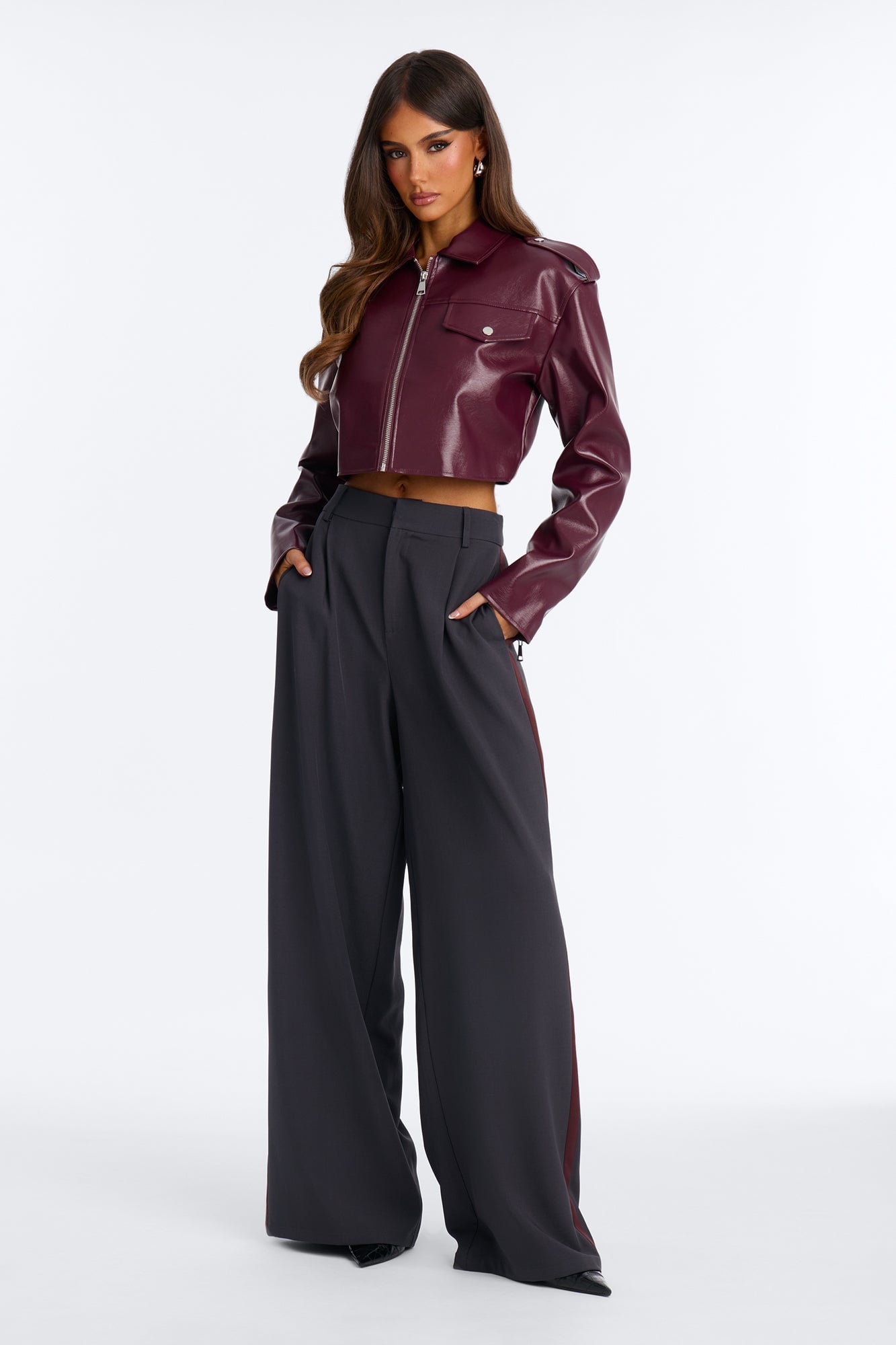 Dylan Wide Leg Trouser Pants - Charcoal image 5