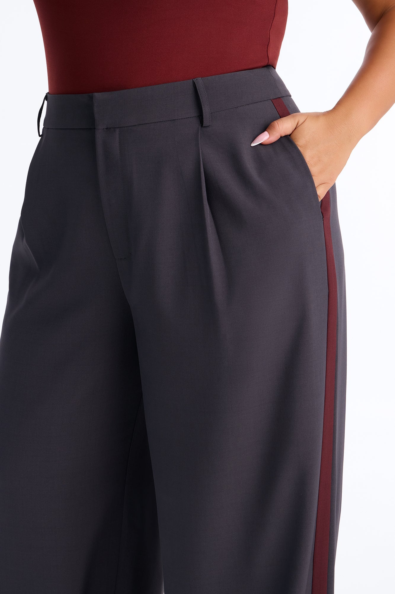 Dylan Wide Leg Trouser Pants - Charcoal image 3