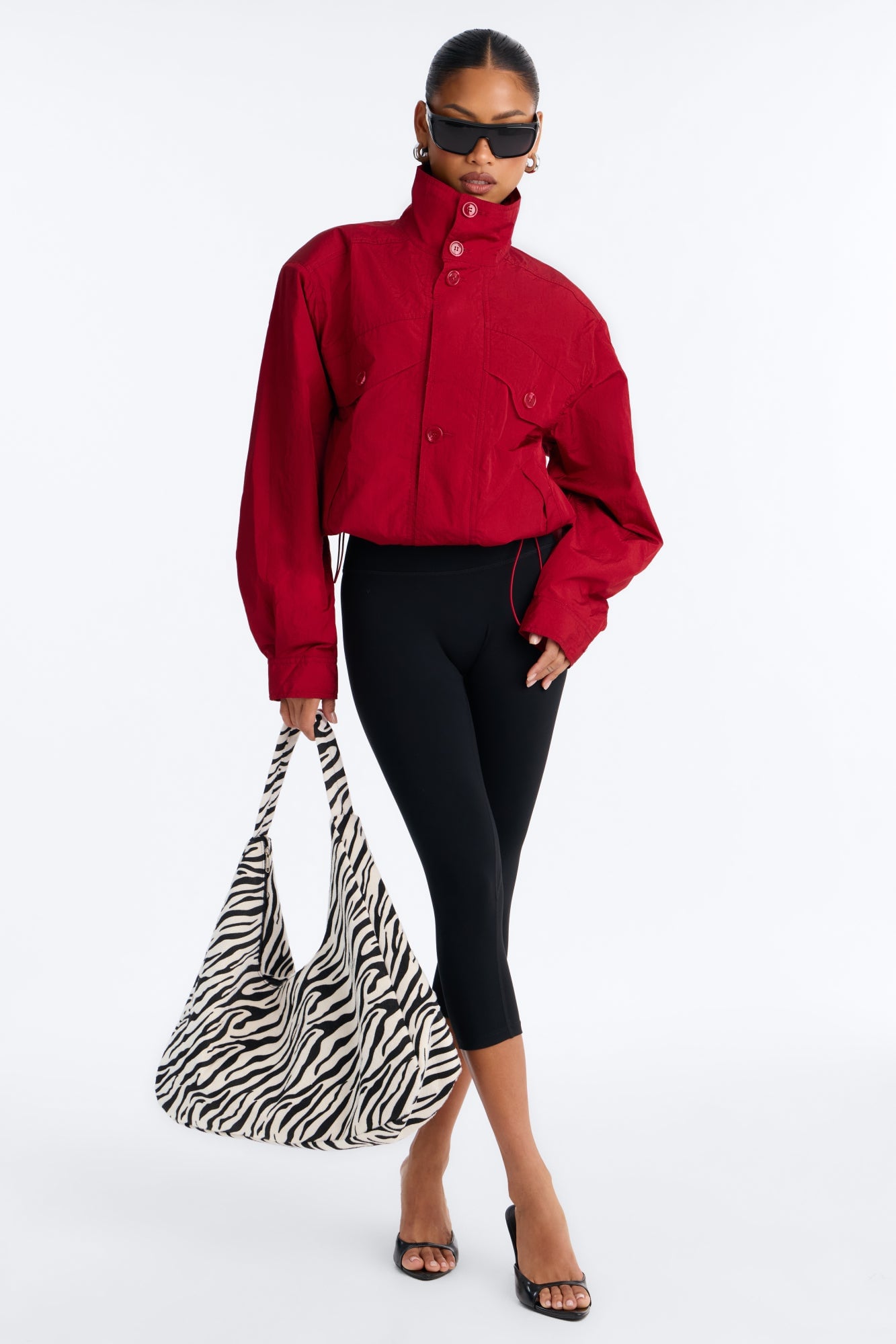 Pretty Chill Funnel Neck Windbreaker - Red image 5
