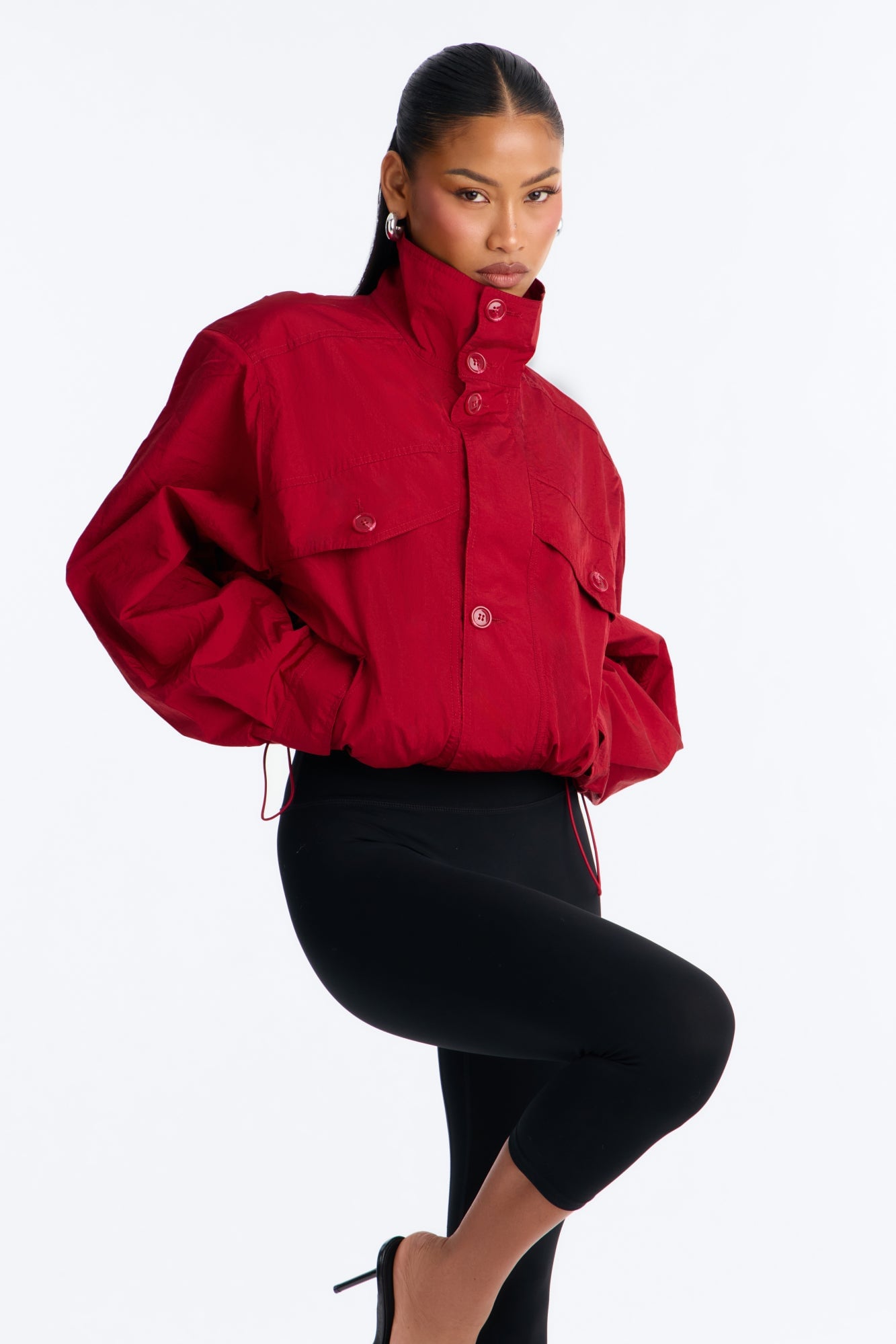 Pretty Chill Funnel Neck Windbreaker - Red image 8
