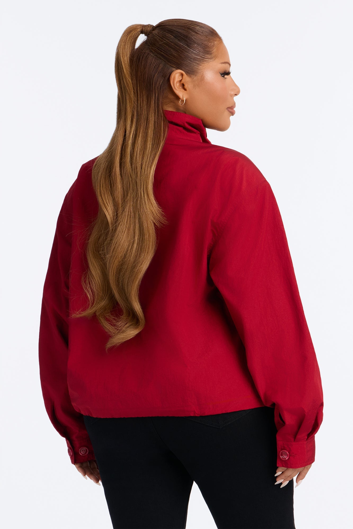 Pretty Chill Funnel Neck Windbreaker - Red image 4