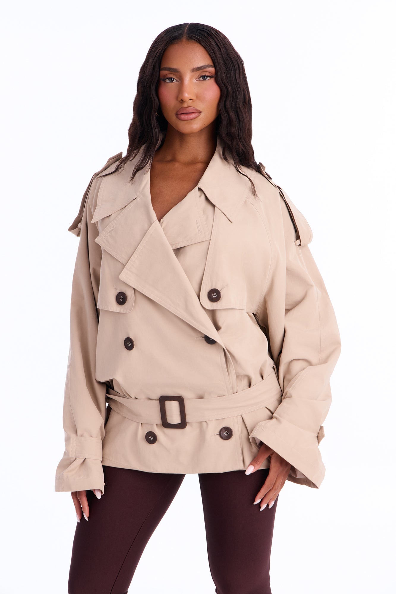 Serena Belted Trench Coat - Taupe image 4