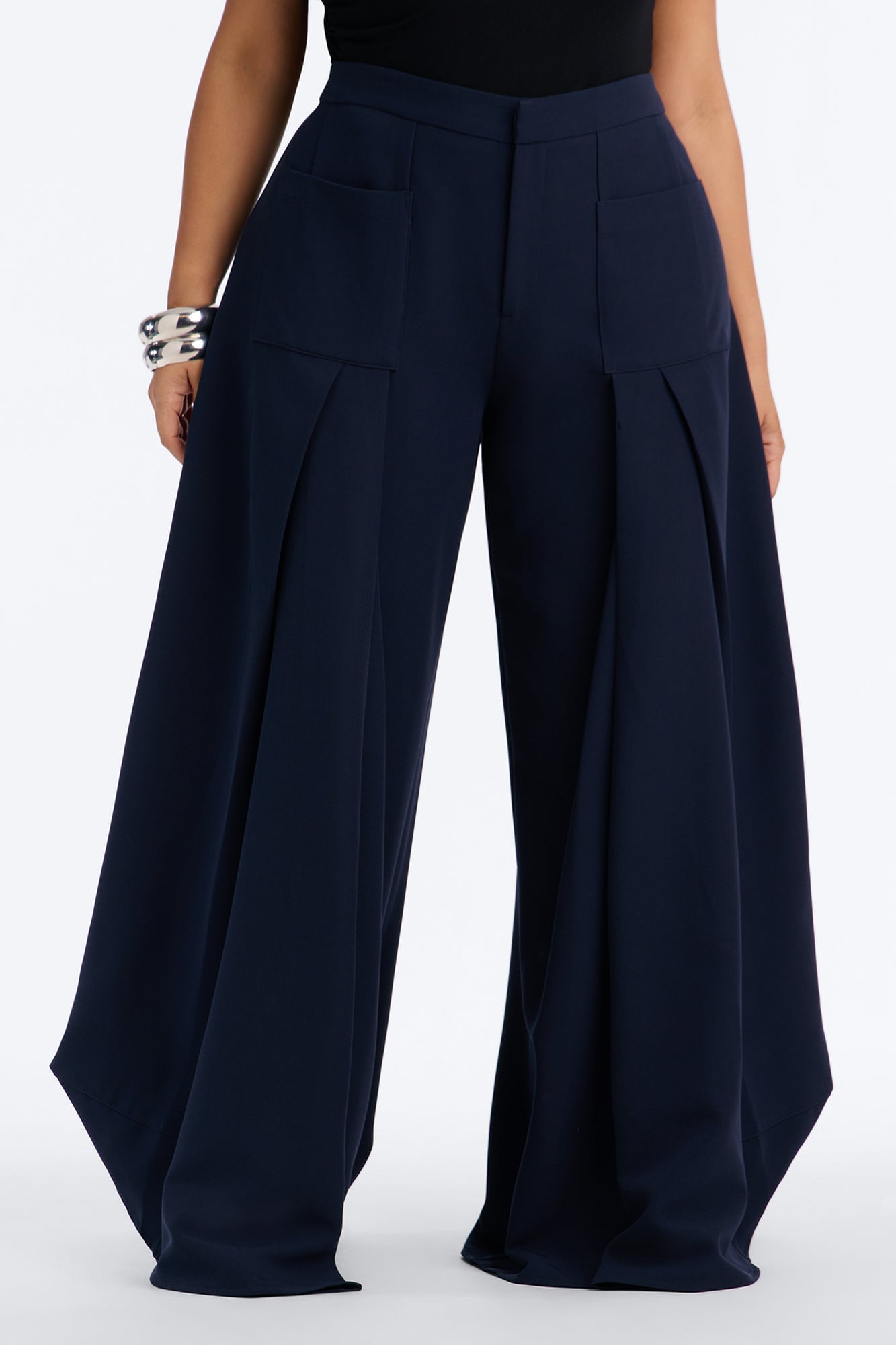 Stand Out Super Wide Pleated Trouser - Navy image 5