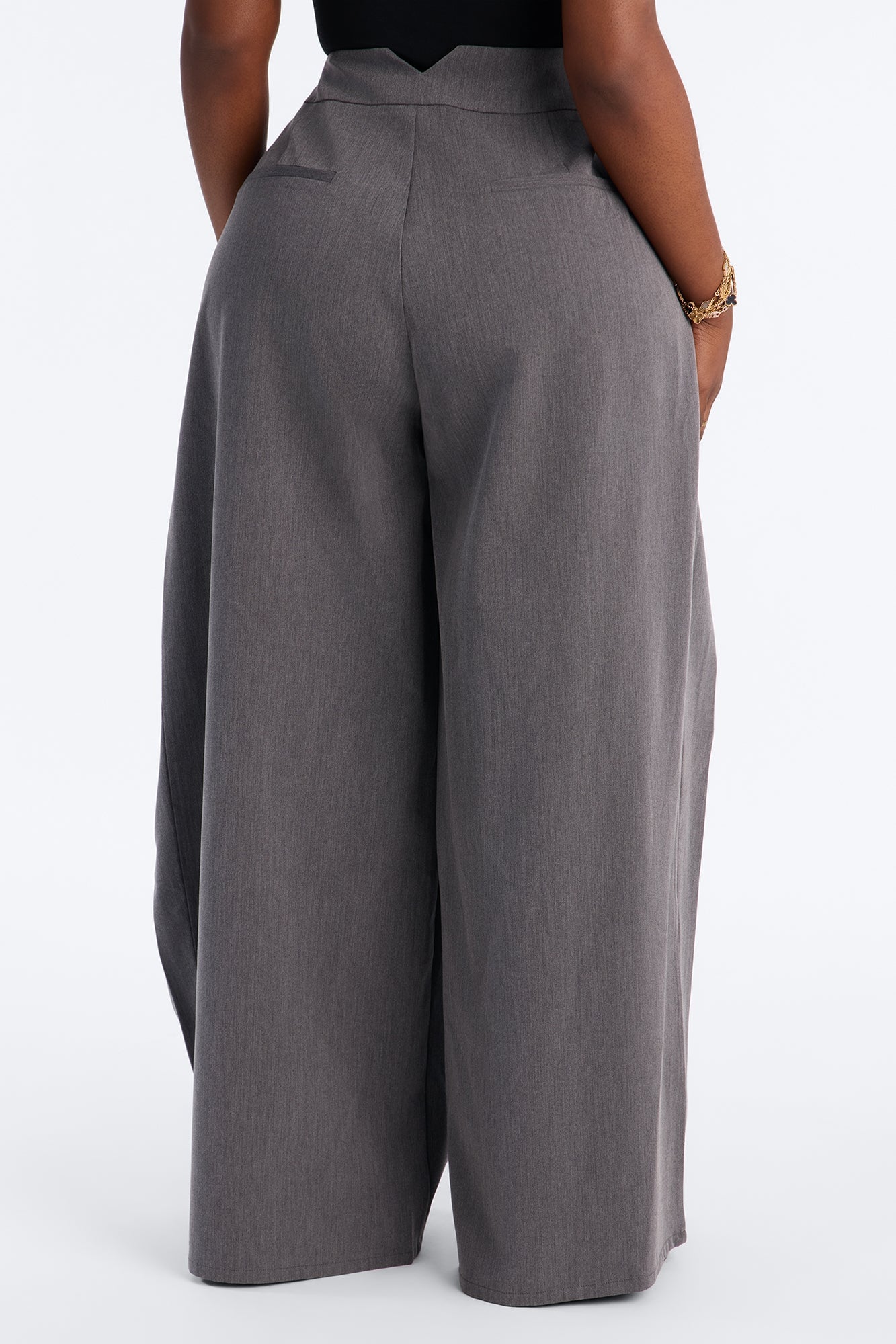 Presley Paneled Wrap Wide Leg Trouser - Charcoal image 4