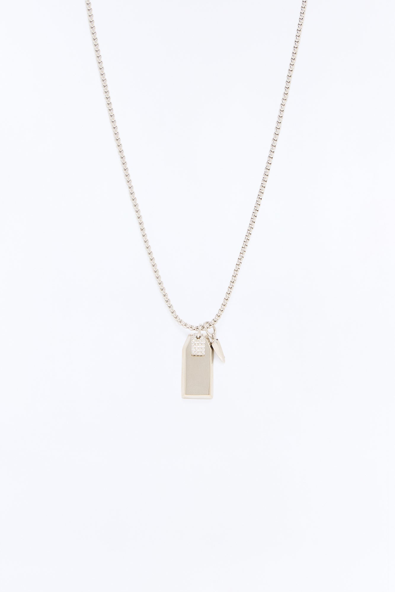 Multi Pendant Round Box Chain Necklace - Silver image 3