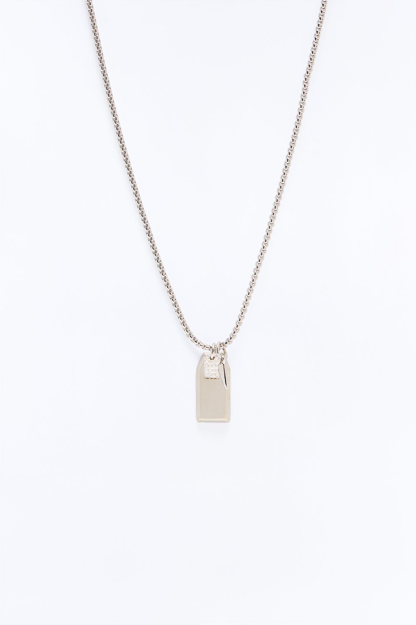 Multi Pendant Round Box Chain Necklace - Silver image 4