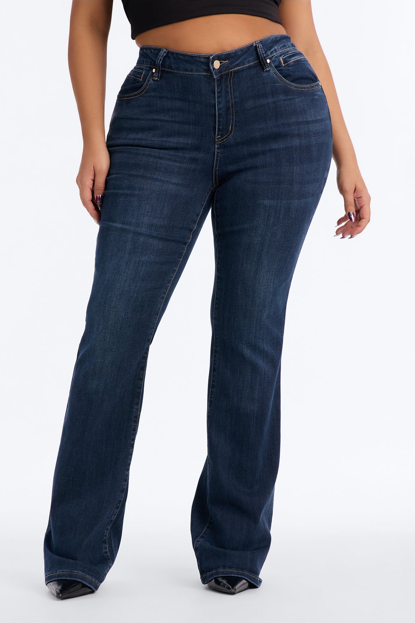 Premium Low Rise Bootcut Jeans - Dark Denim image 2