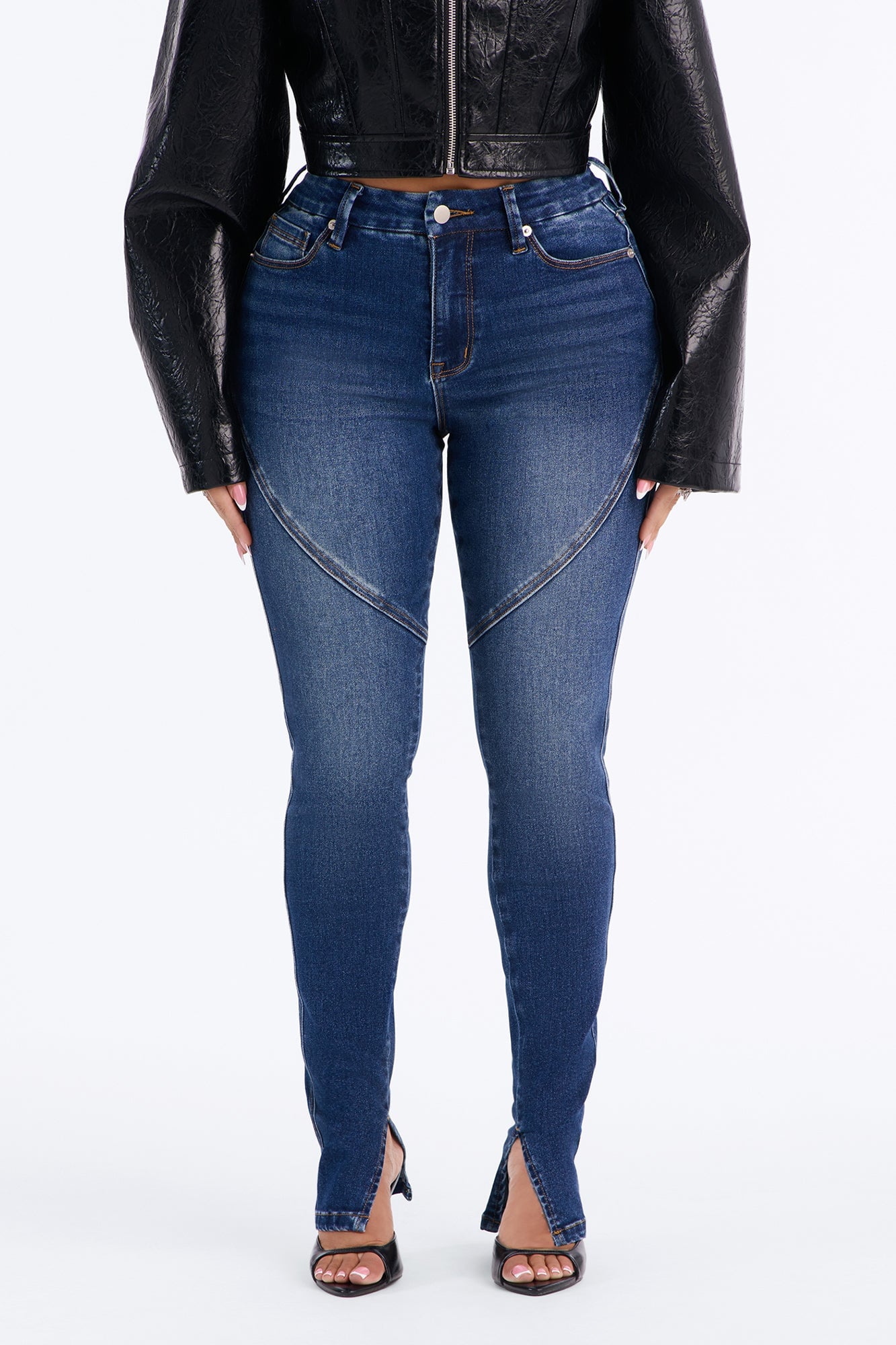 Rialto High Rise Split Hem Skinny Jeans - Dark Wash image 5