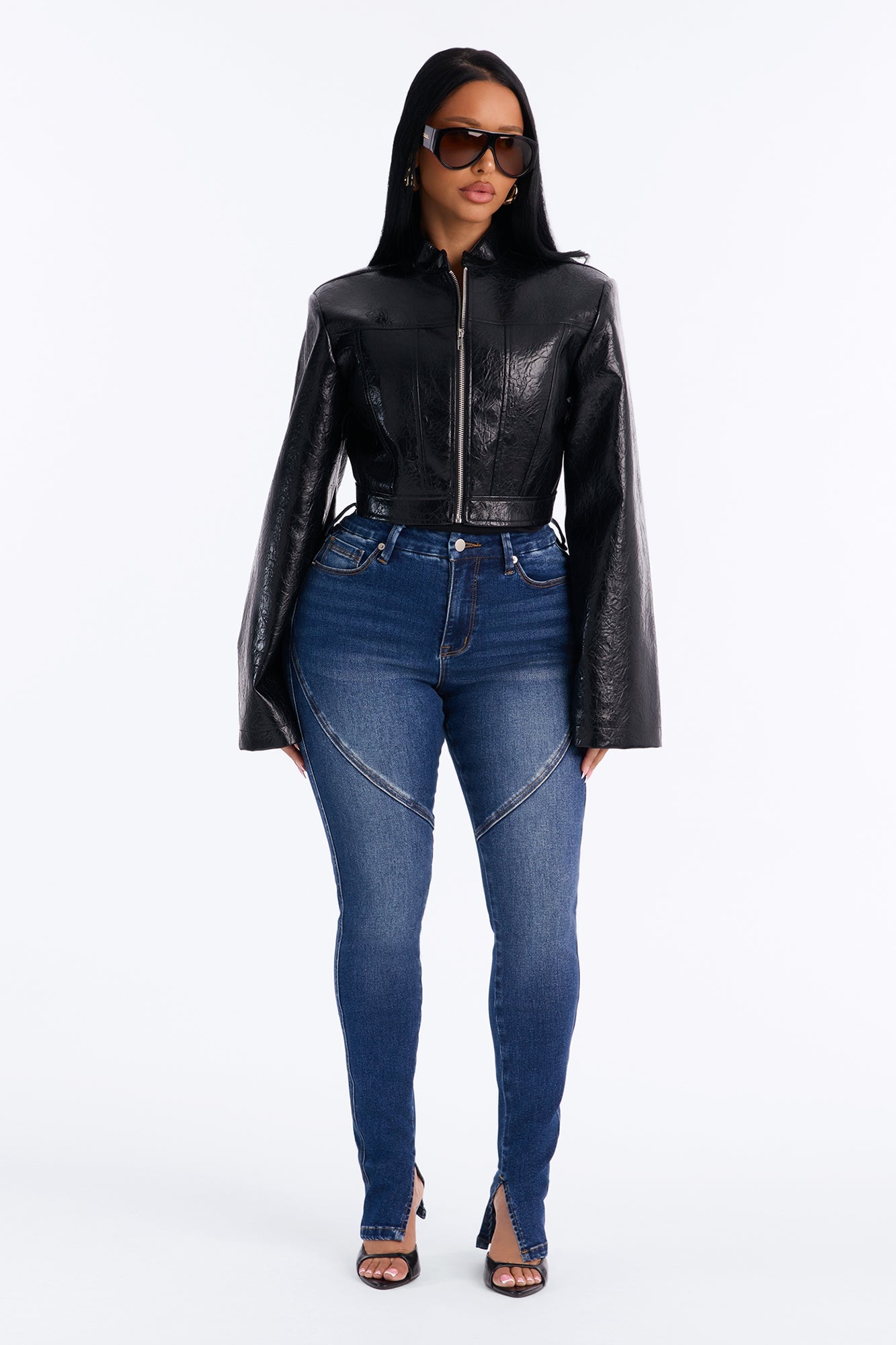 Rialto High Rise Split Hem Skinny Jeans - Dark Wash image 6