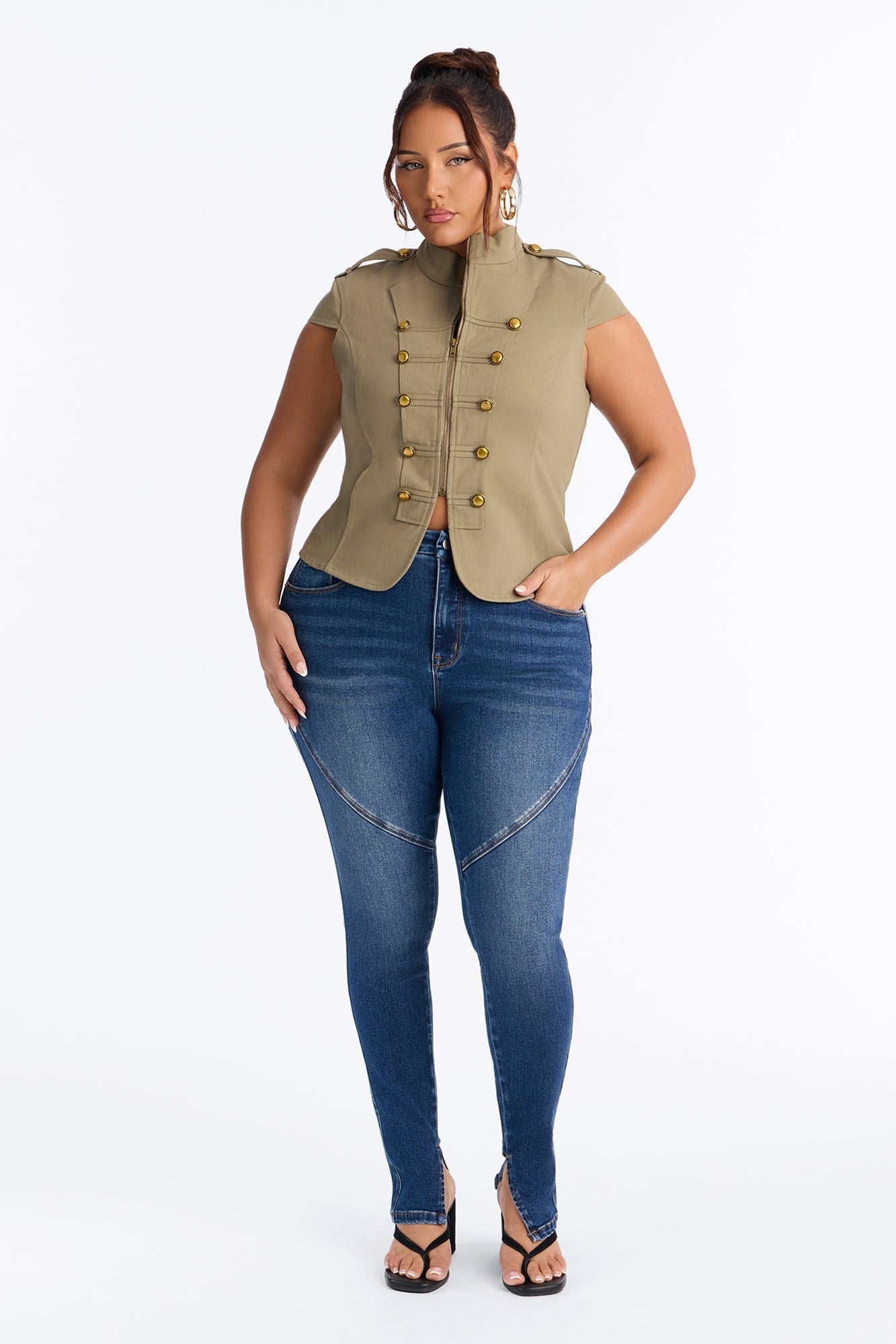 Rialto High Rise Split Hem Skinny Jeans - Dark Wash image 2