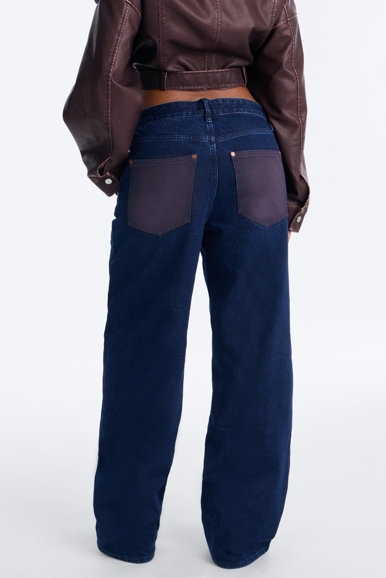 Portia Paneled Utility Baggy Jeans - Dark Wash image 8