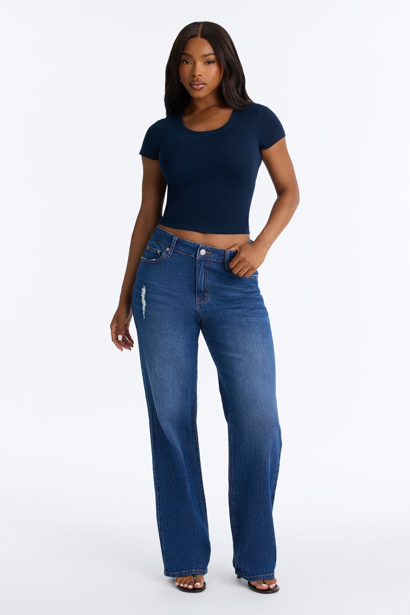 Next Chapter High Rise Stretch Straight Leg Jeans - Dark Wash image 6
