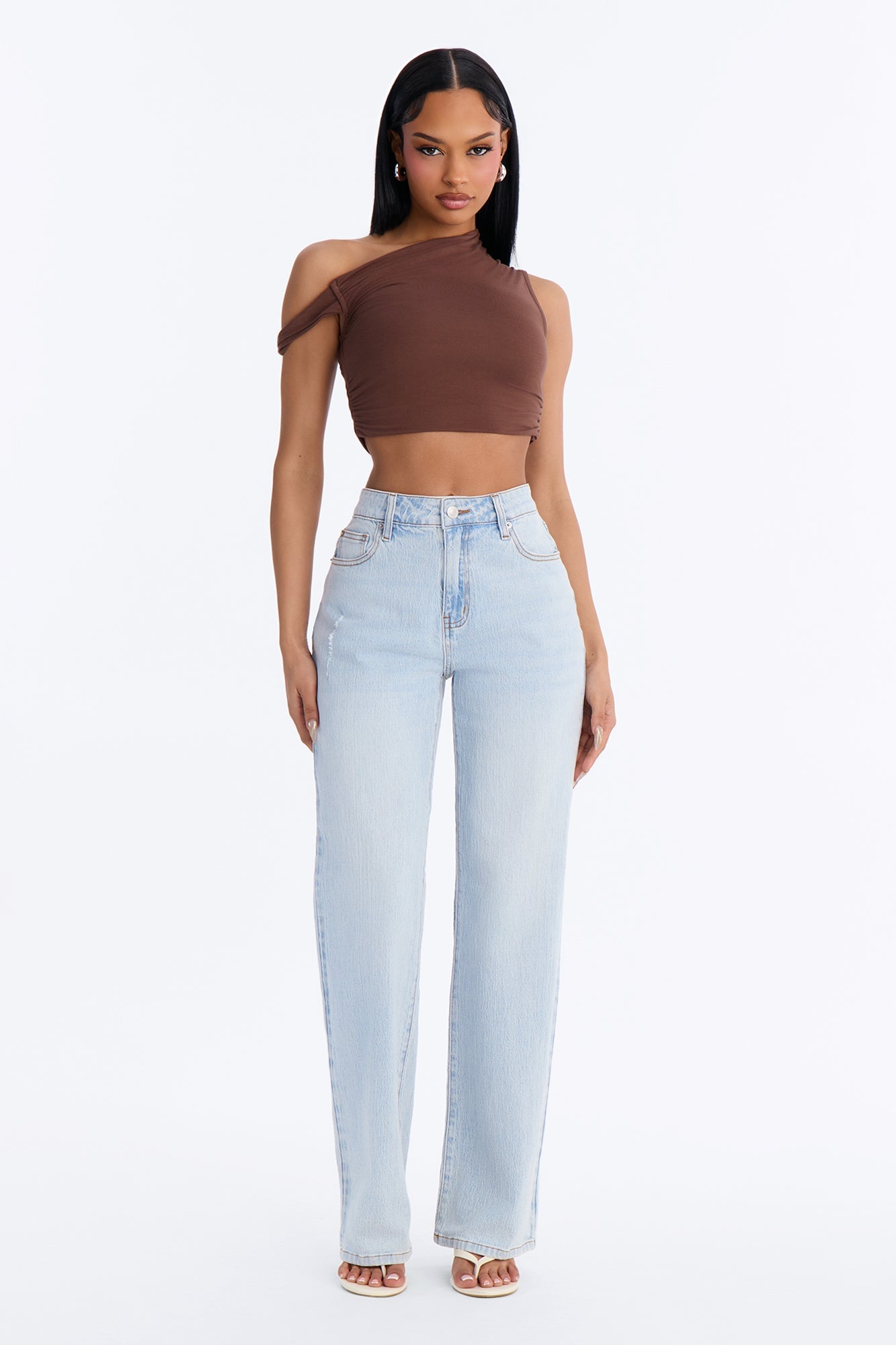 Next Chapter High Rise Stretch Straight Leg Jeans - Light Wash image 4
