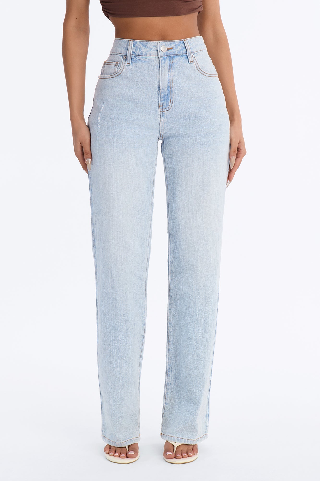 Next Chapter High Rise Stretch Straight Leg Jeans - Light Wash image 5
