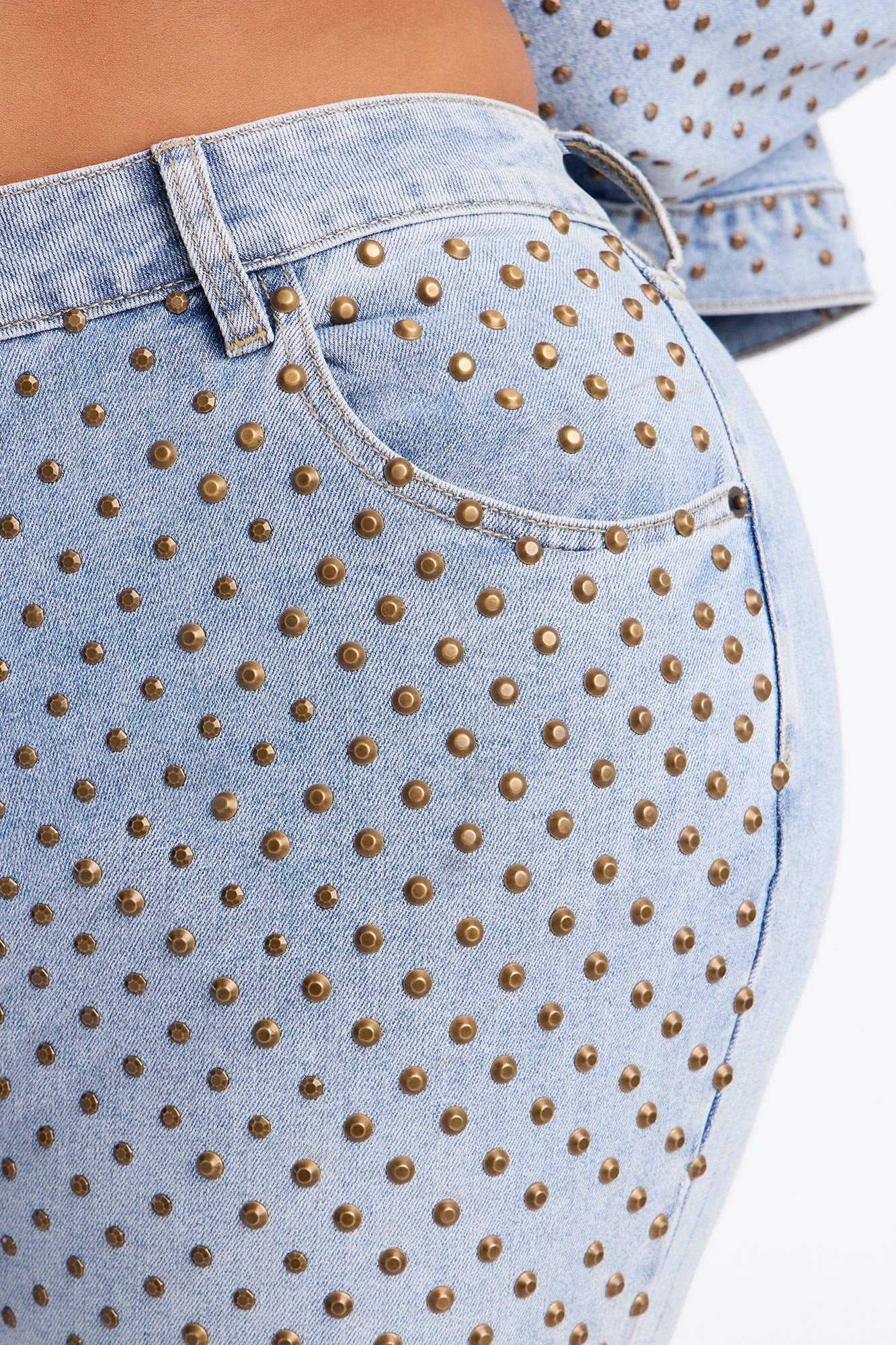 Paris Premium Stud Embellished Skinny Jeans - Light Wash image 3