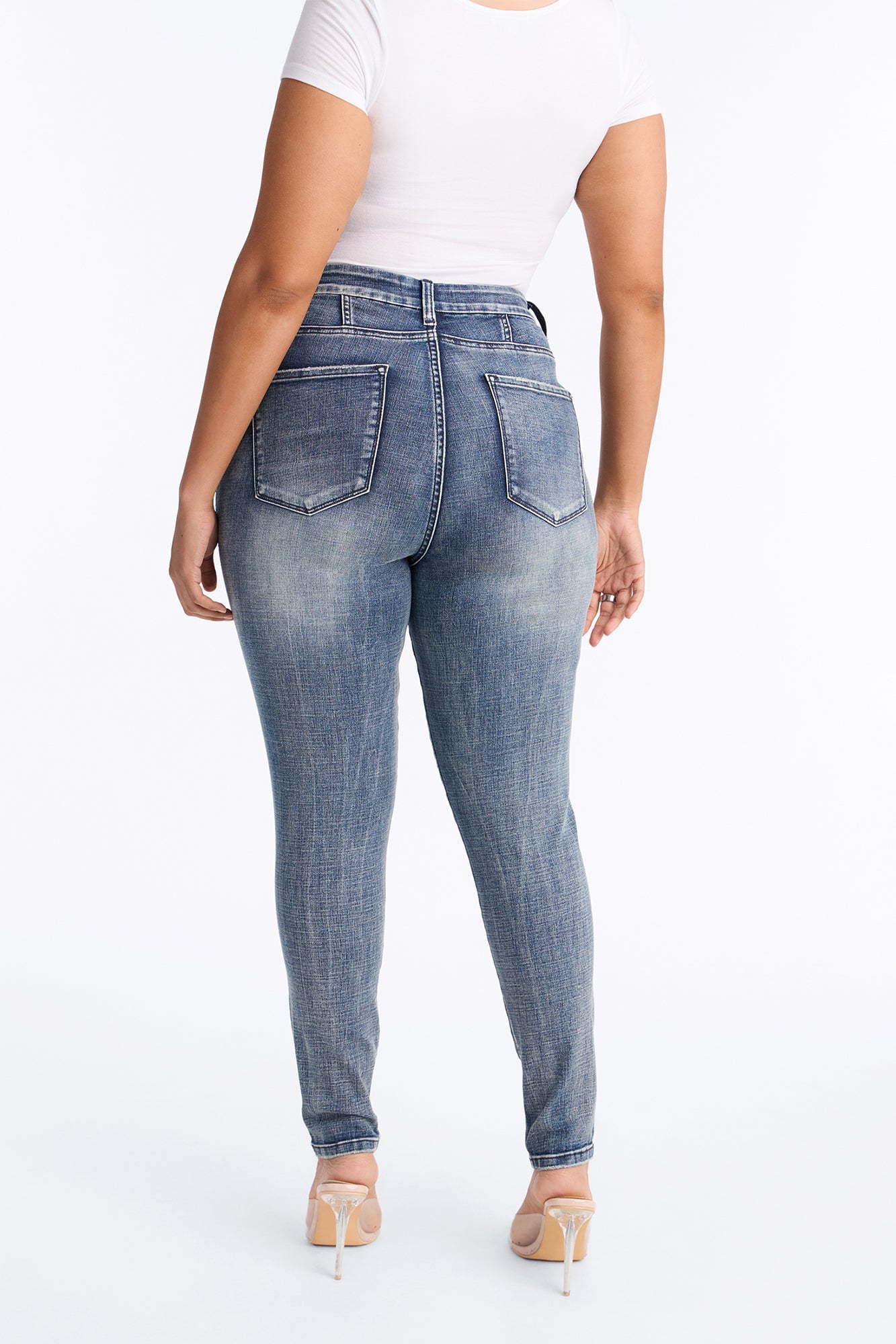 Long Story Short Ripped Sculpting Stretch Skinny Jeans - Medium Wash image 4