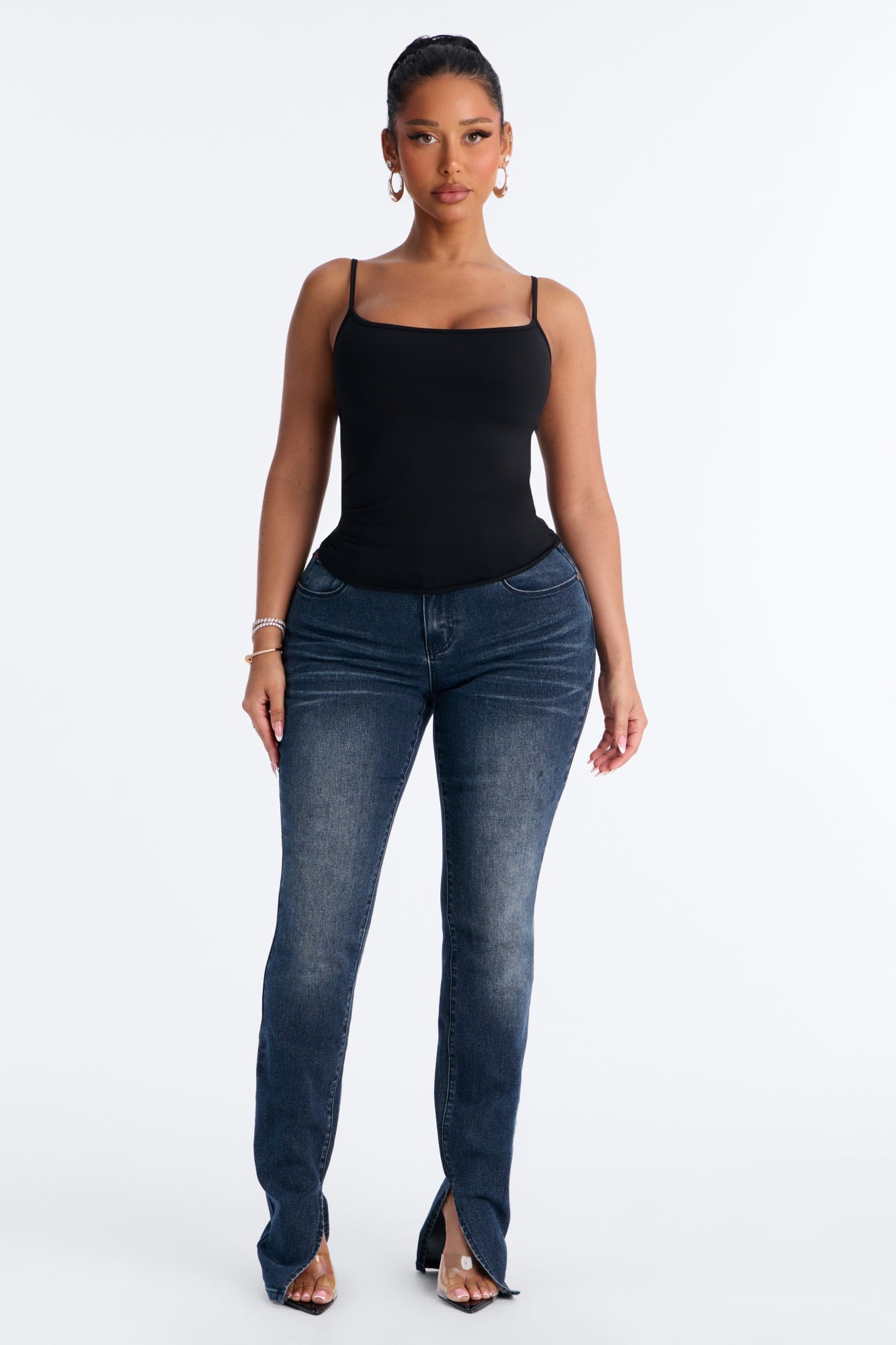 Solina Side Slit Stretch Skinny Jeans - Dark Wash image 6