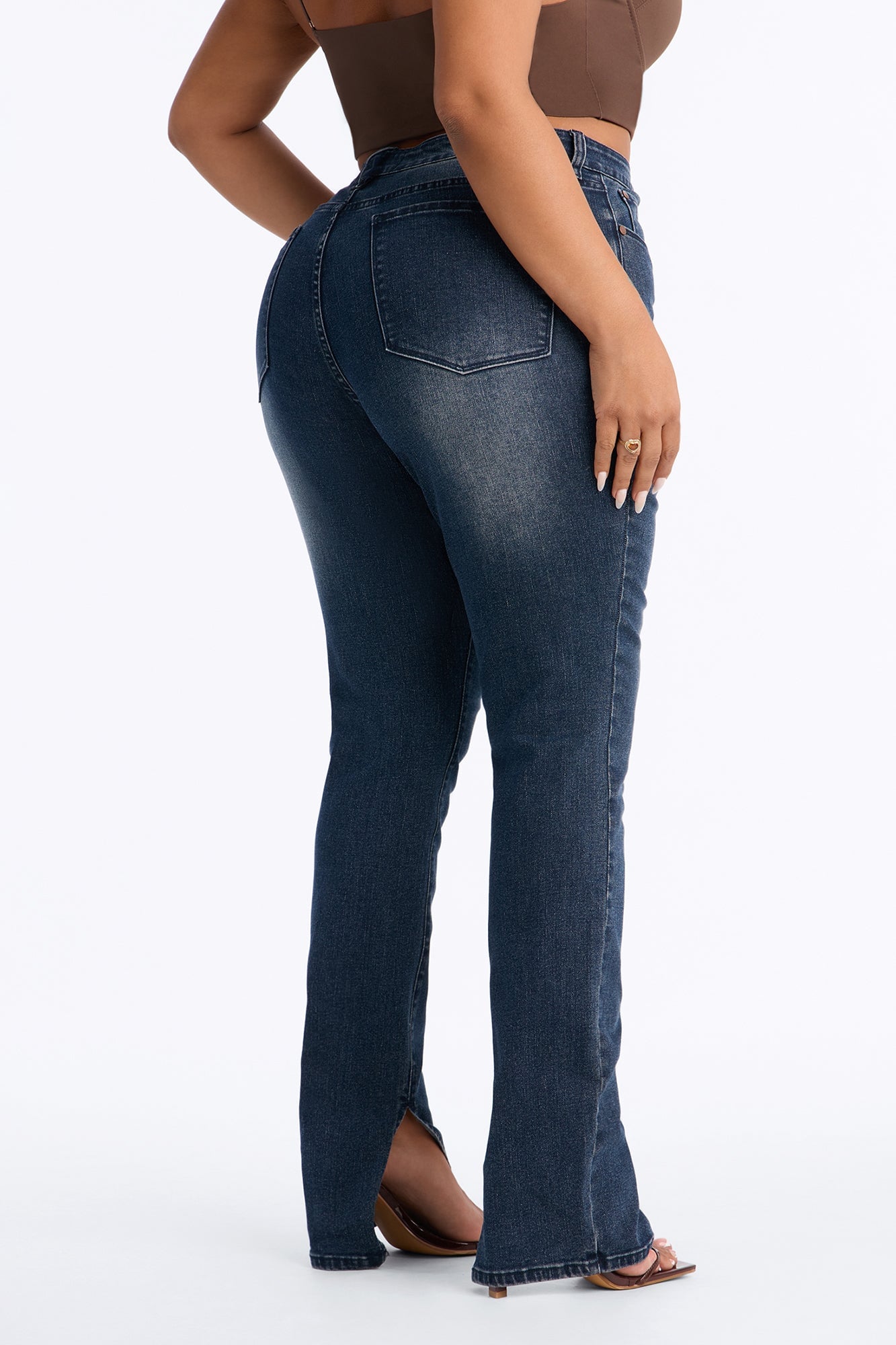 Solina Side Slit Stretch Skinny Jeans - Dark Wash image 4