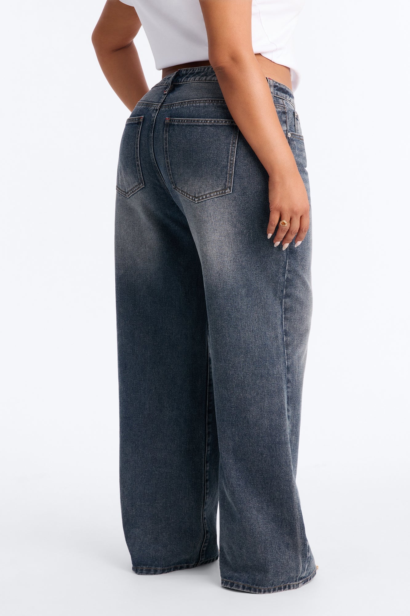 The 412 Low Rise Rigid Wide Leg Jeans - Dark Wash image 4