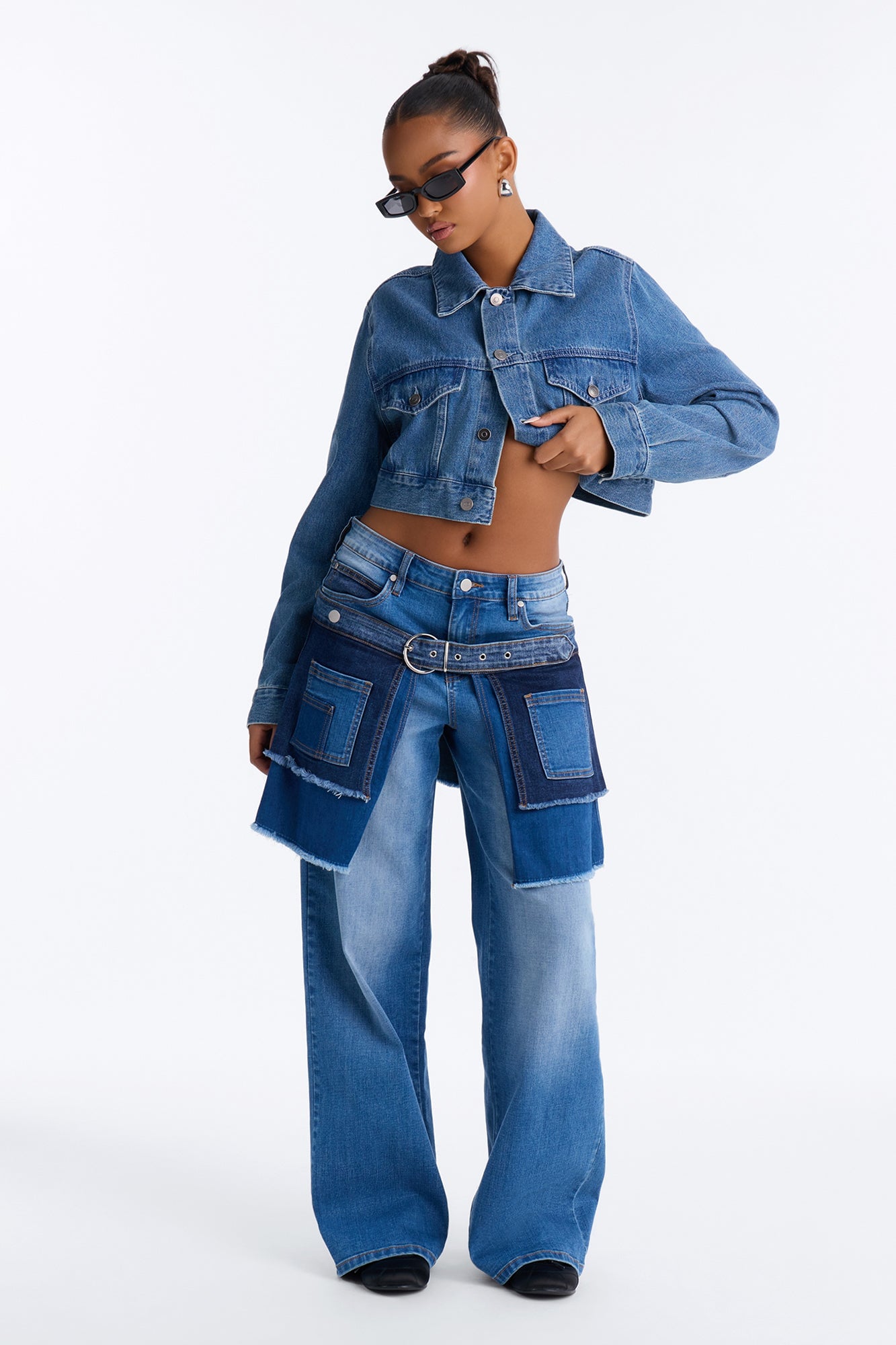 Double Dealing Straight Leg Skirt Jeans - Medium Wash image 1