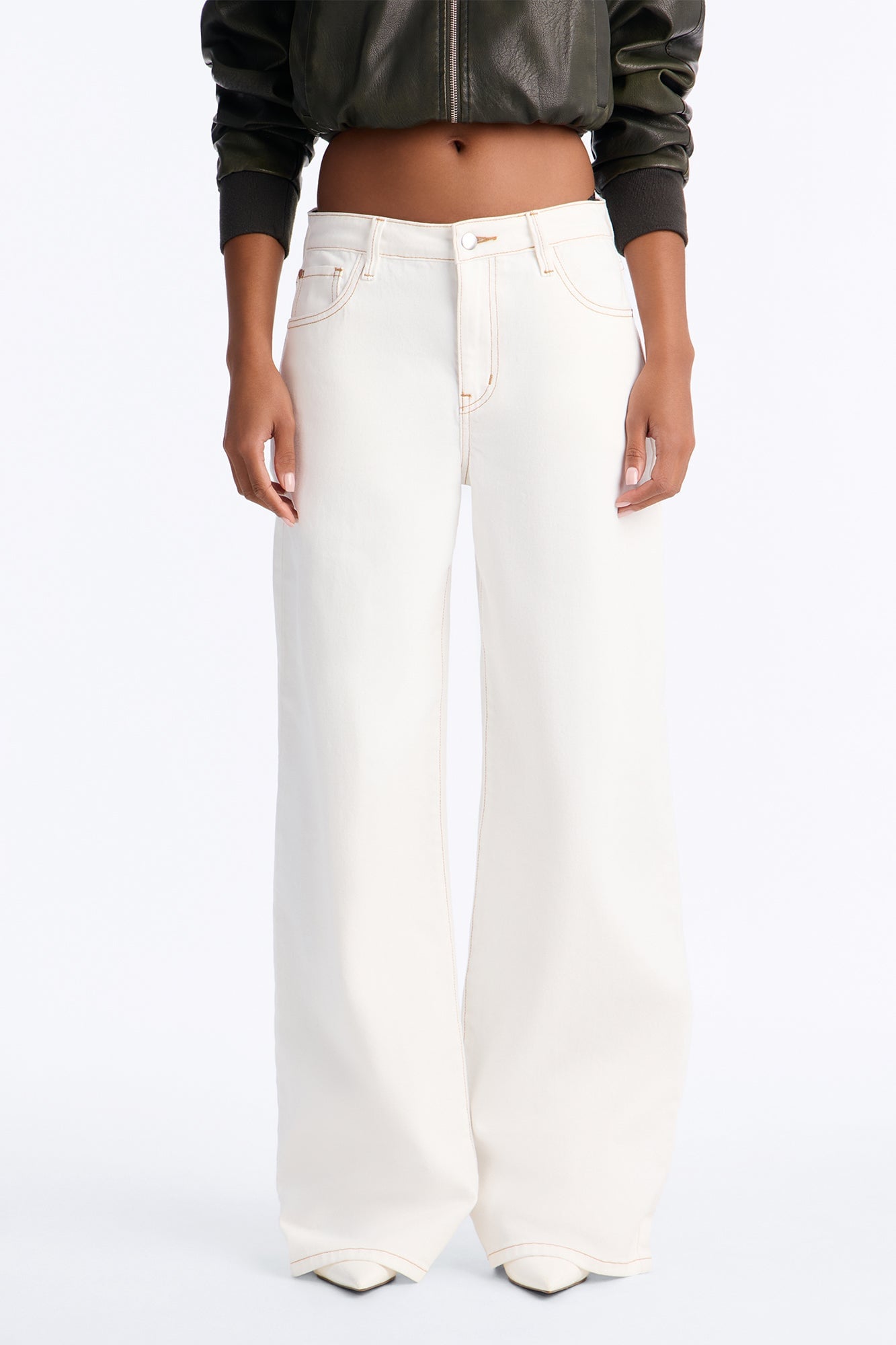 Rockaway High Rise Wide Leg Jeans - Ivory image 6