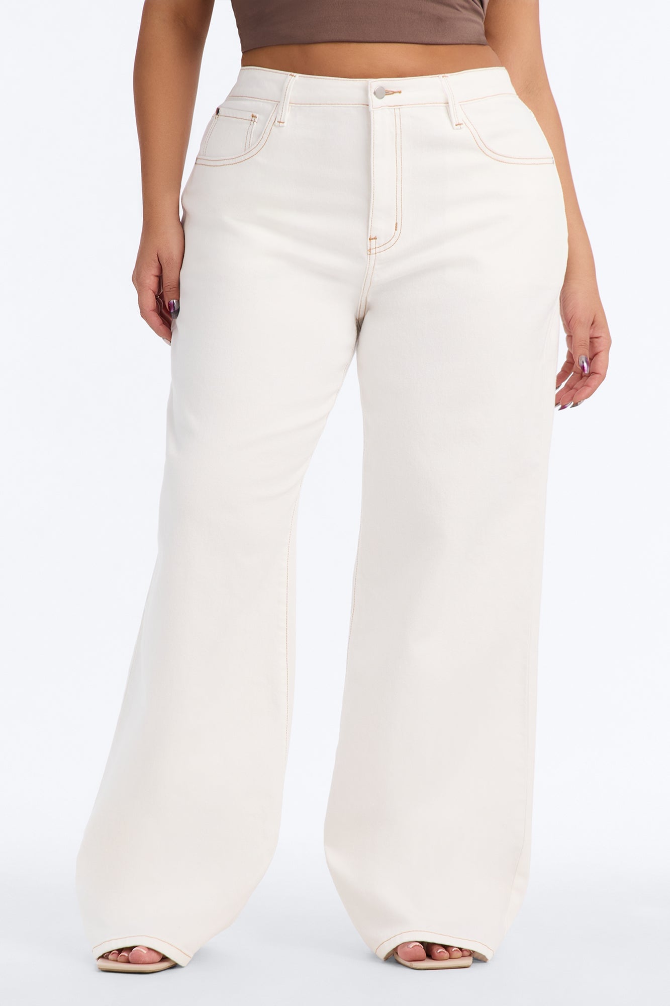 Rockaway High Rise Wide Leg Jeans - Ivory image 2
