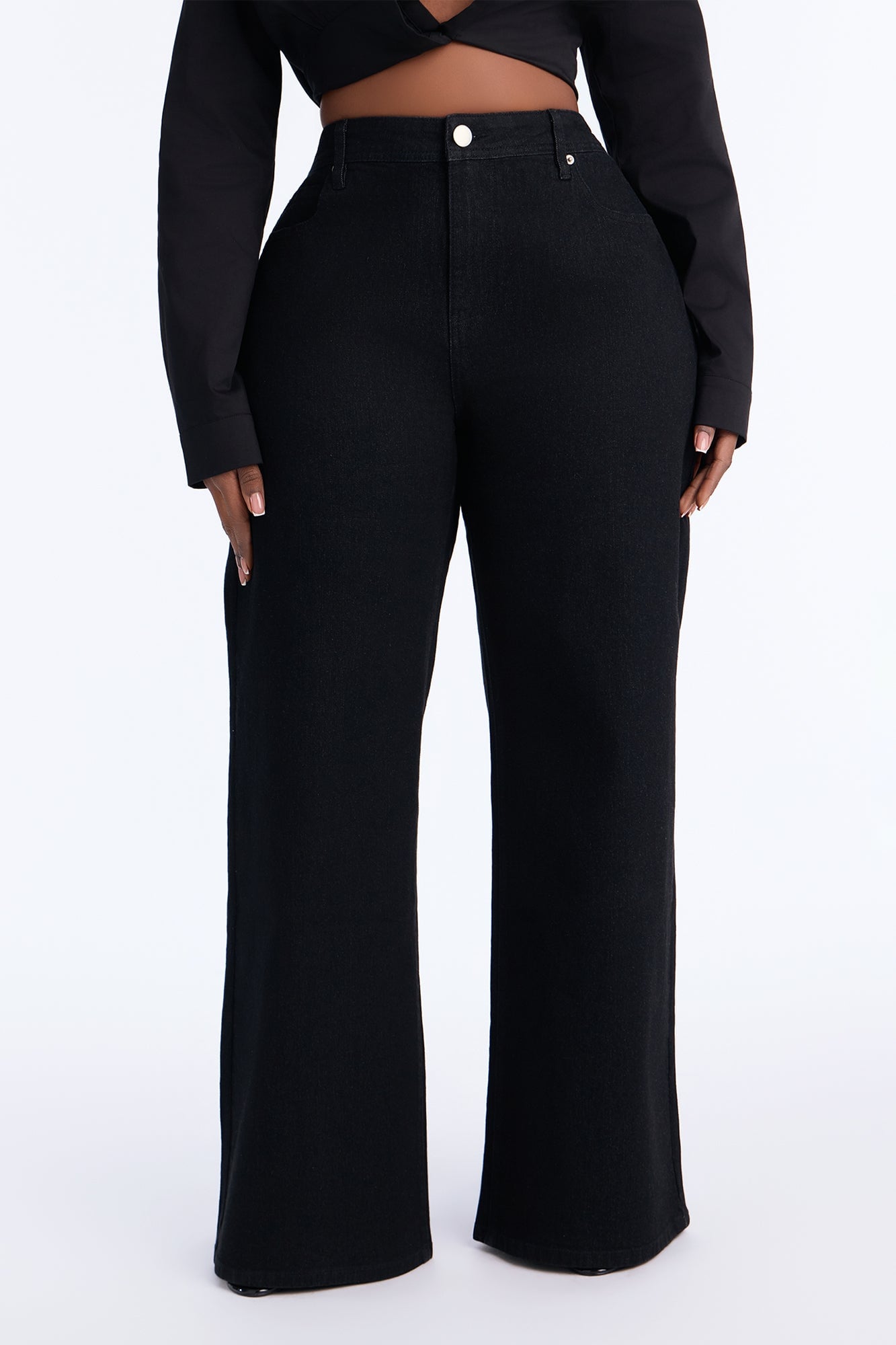 Northie Drop Waist Loose Wide Leg Jeans - Black image 2