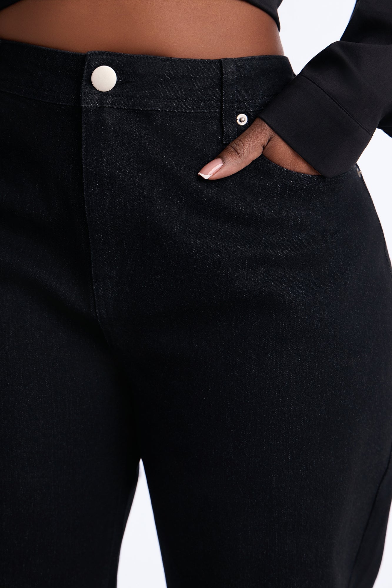 Northie Drop Waist Loose Wide Leg Jeans - Black image 3