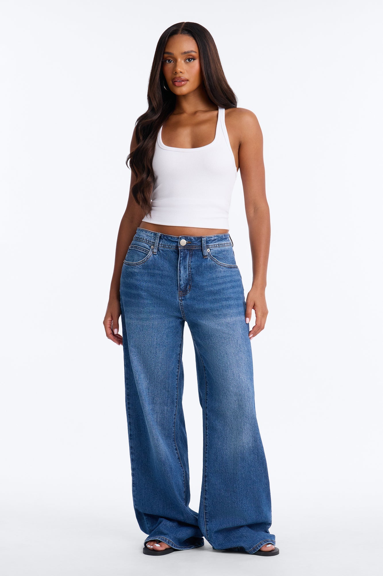 Northie Drop Waist Loose Wide Leg Jeans - Medium Wash image 5