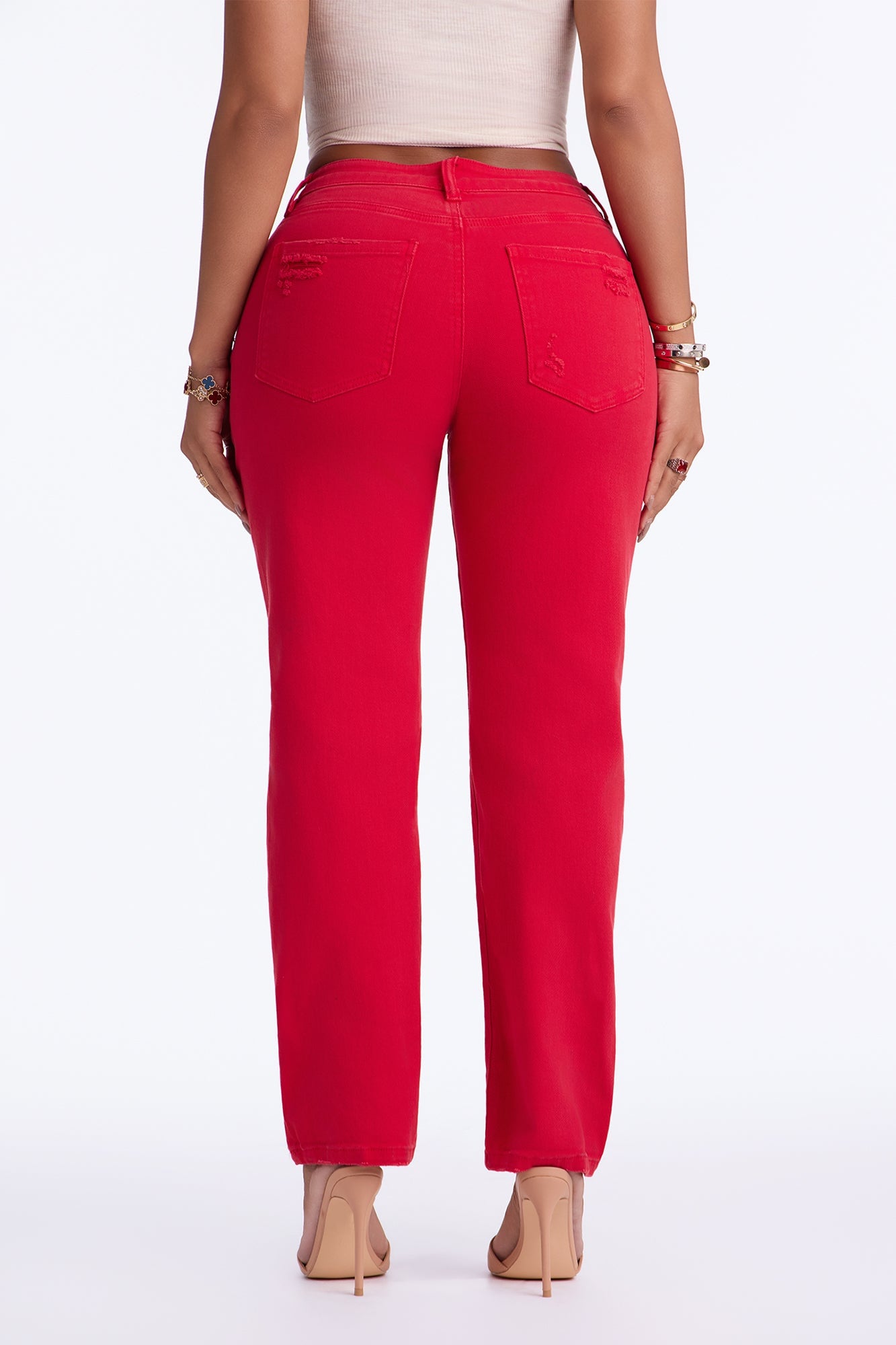 Smoke Signal Distressed Mom Jeans - Red image 8