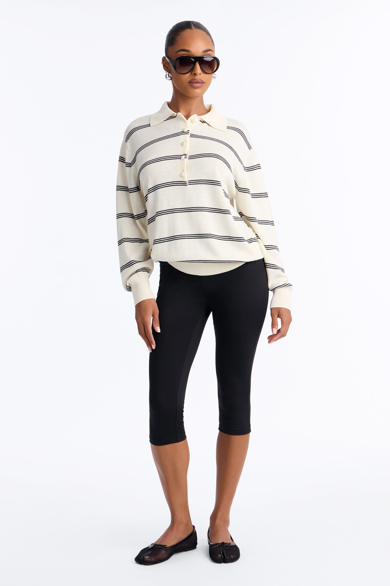 Calm Mornings Striped Pullover Sweater - Cream/combo image 6