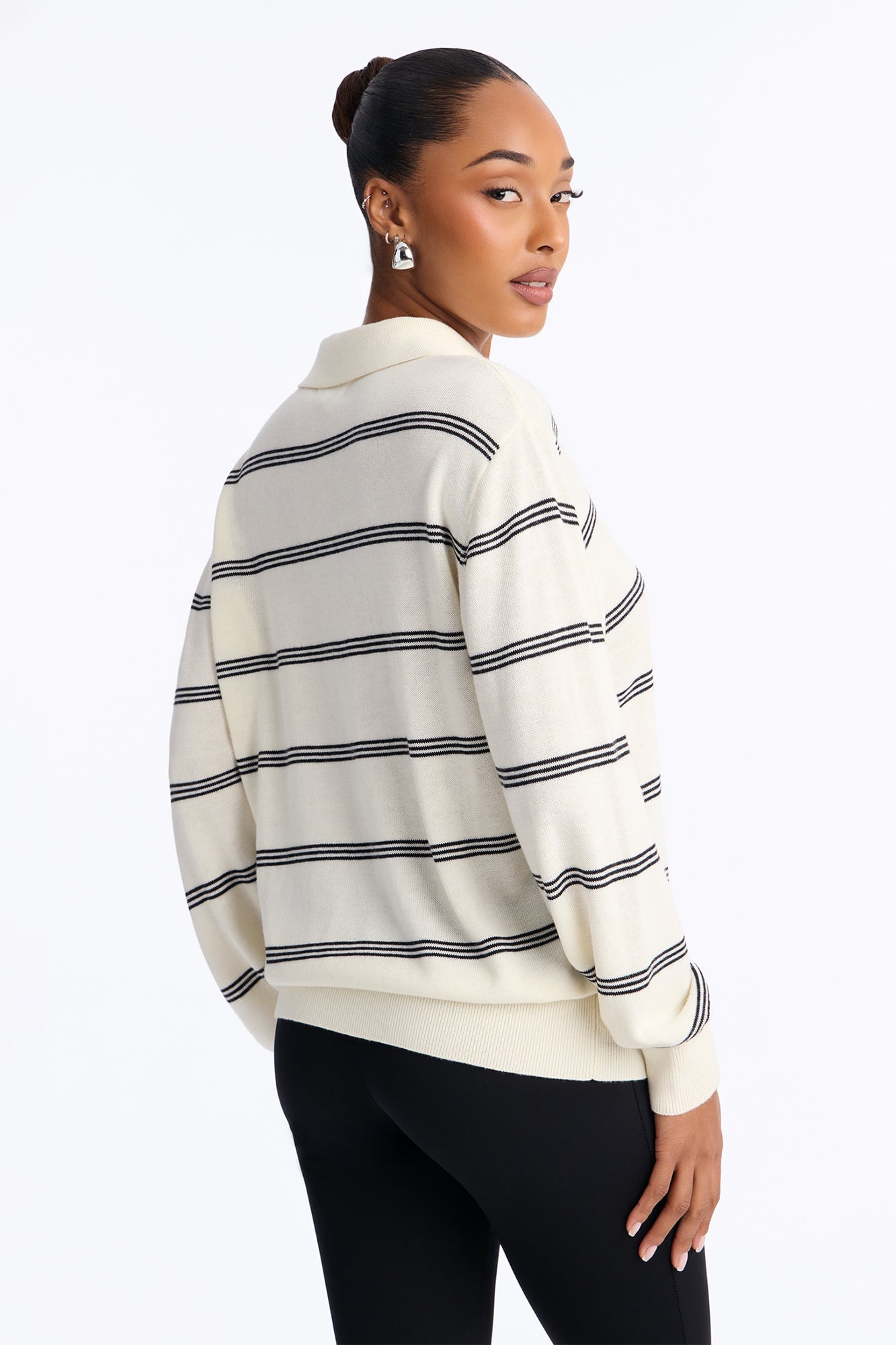Calm Mornings Striped Pullover Sweater - Cream/combo image 8
